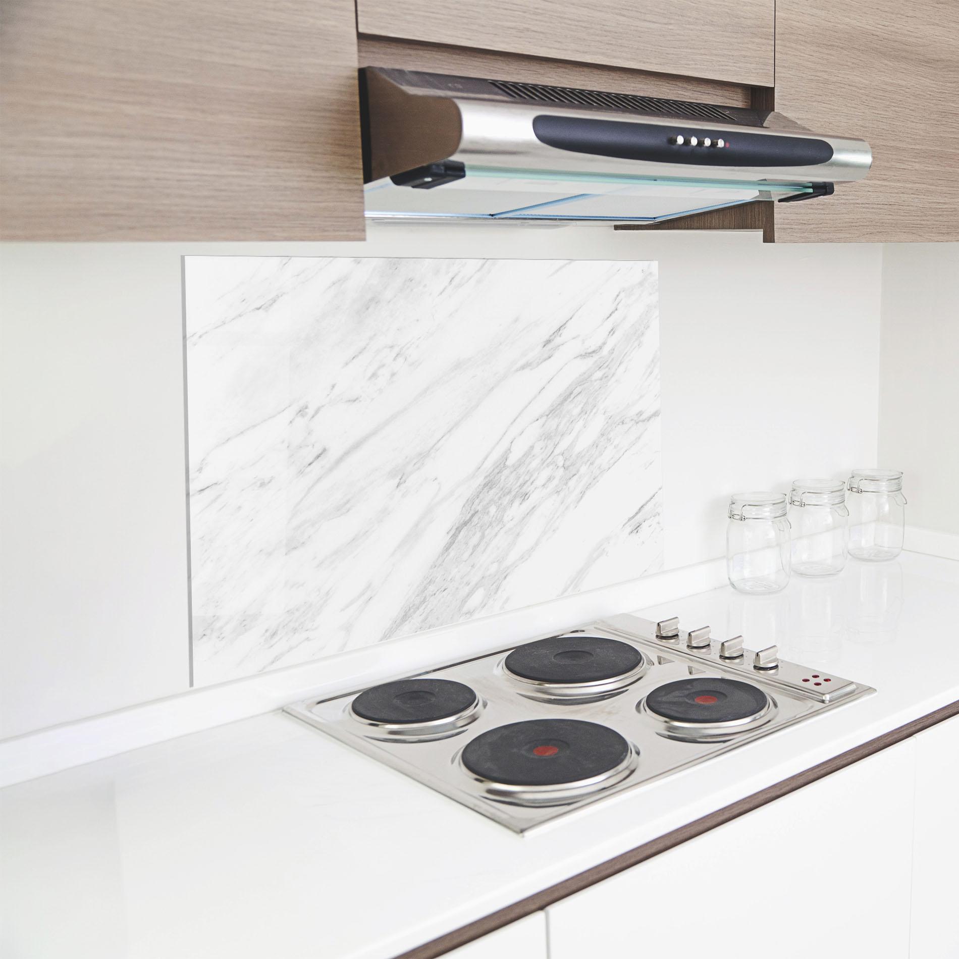 Стъклен панел за кухня Light Grey Marble mockup 8