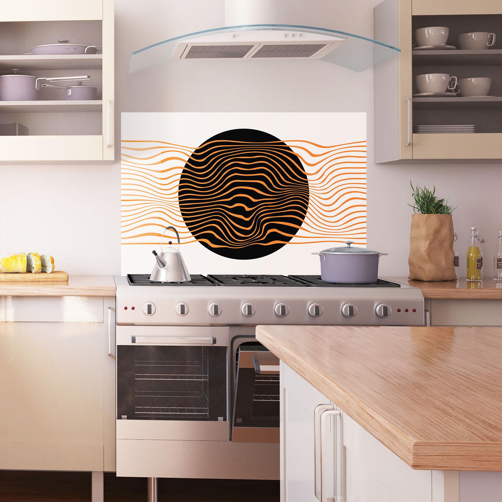 Стъклен панел за кухня Black Circle mockup 1