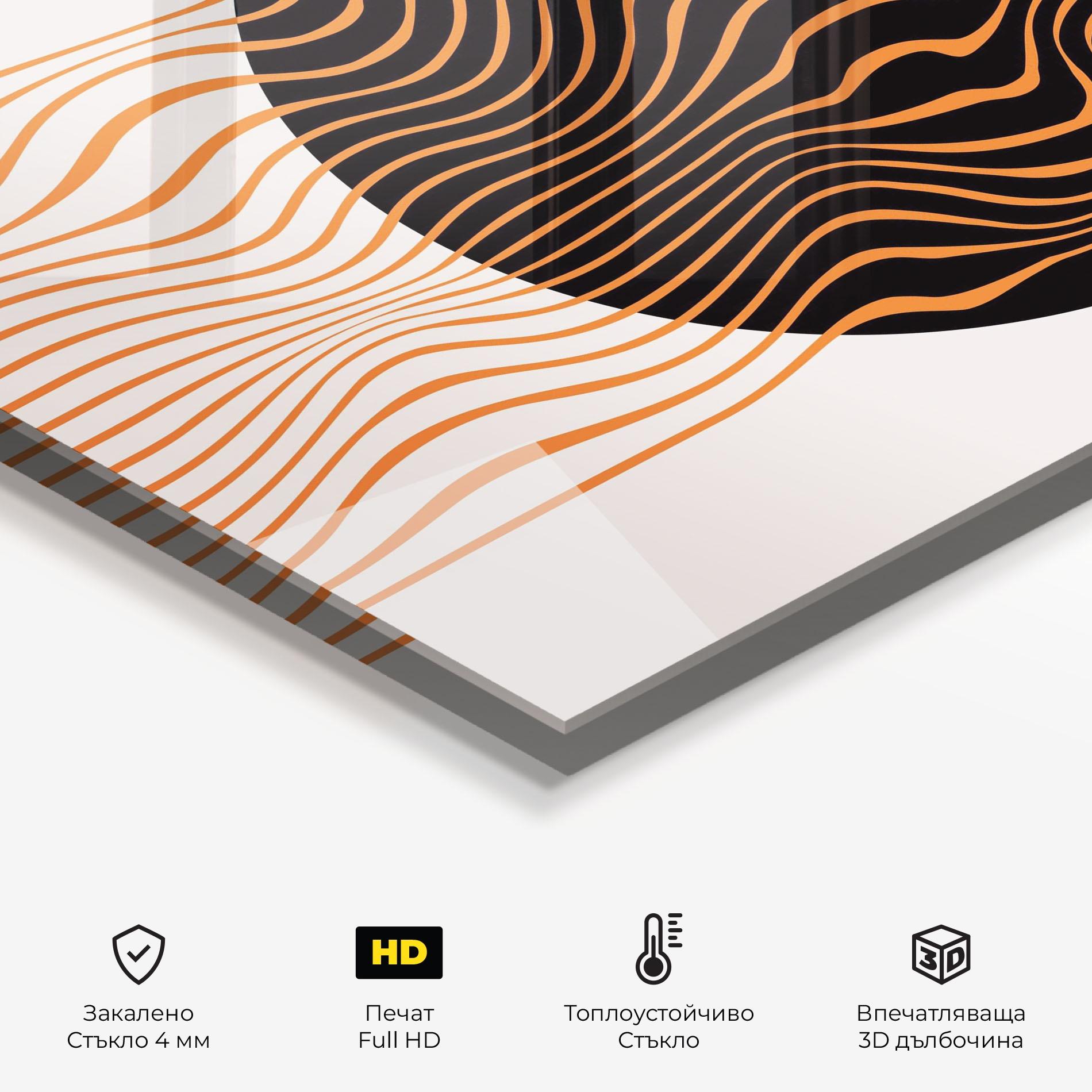 Стъклен панел за кухня Black Circle mockup 2