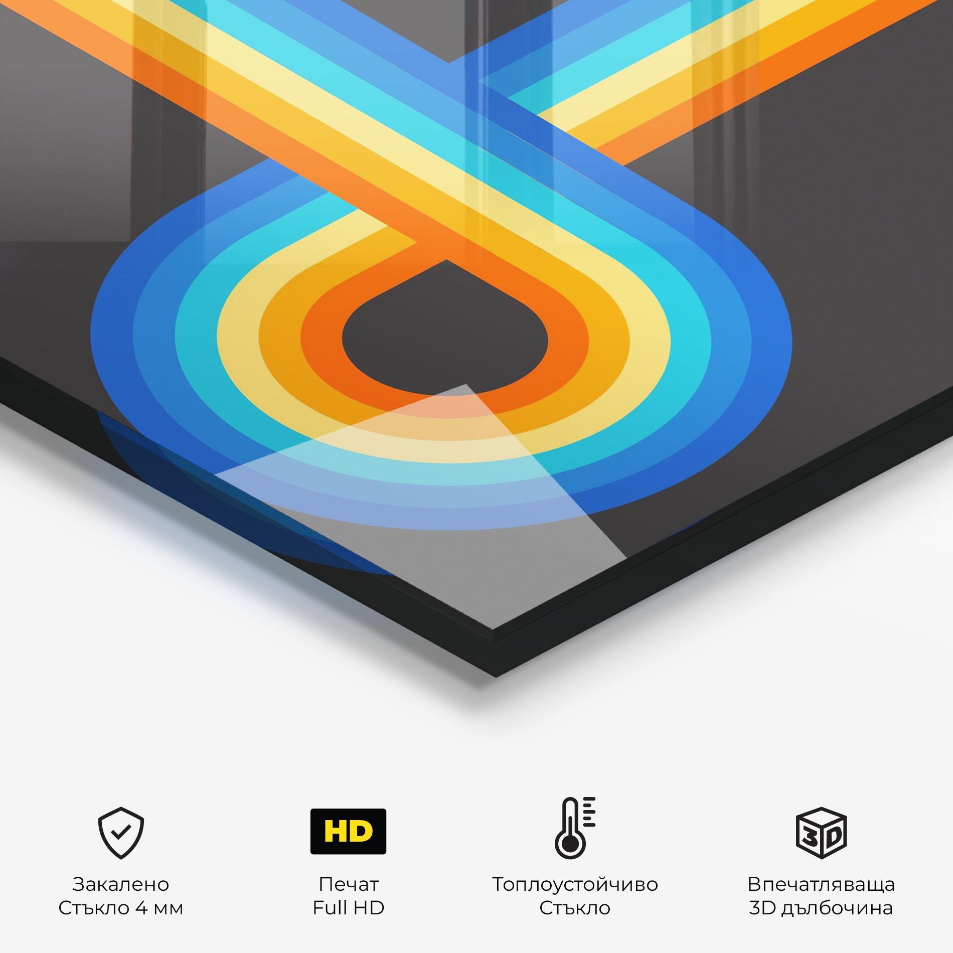 Стъклен панел за кухня Vintage Ranbow mockup 2