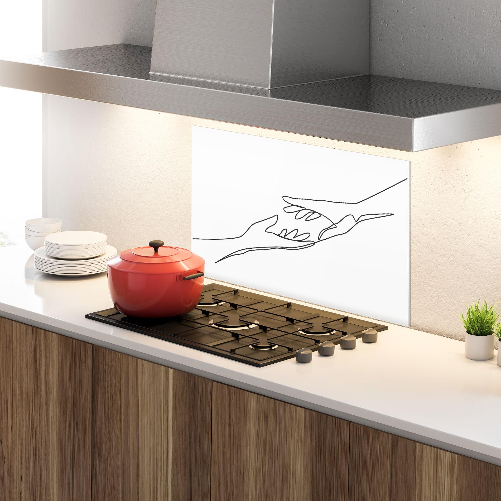 Стъклен панел за кухня Hands Reaching mockup 4