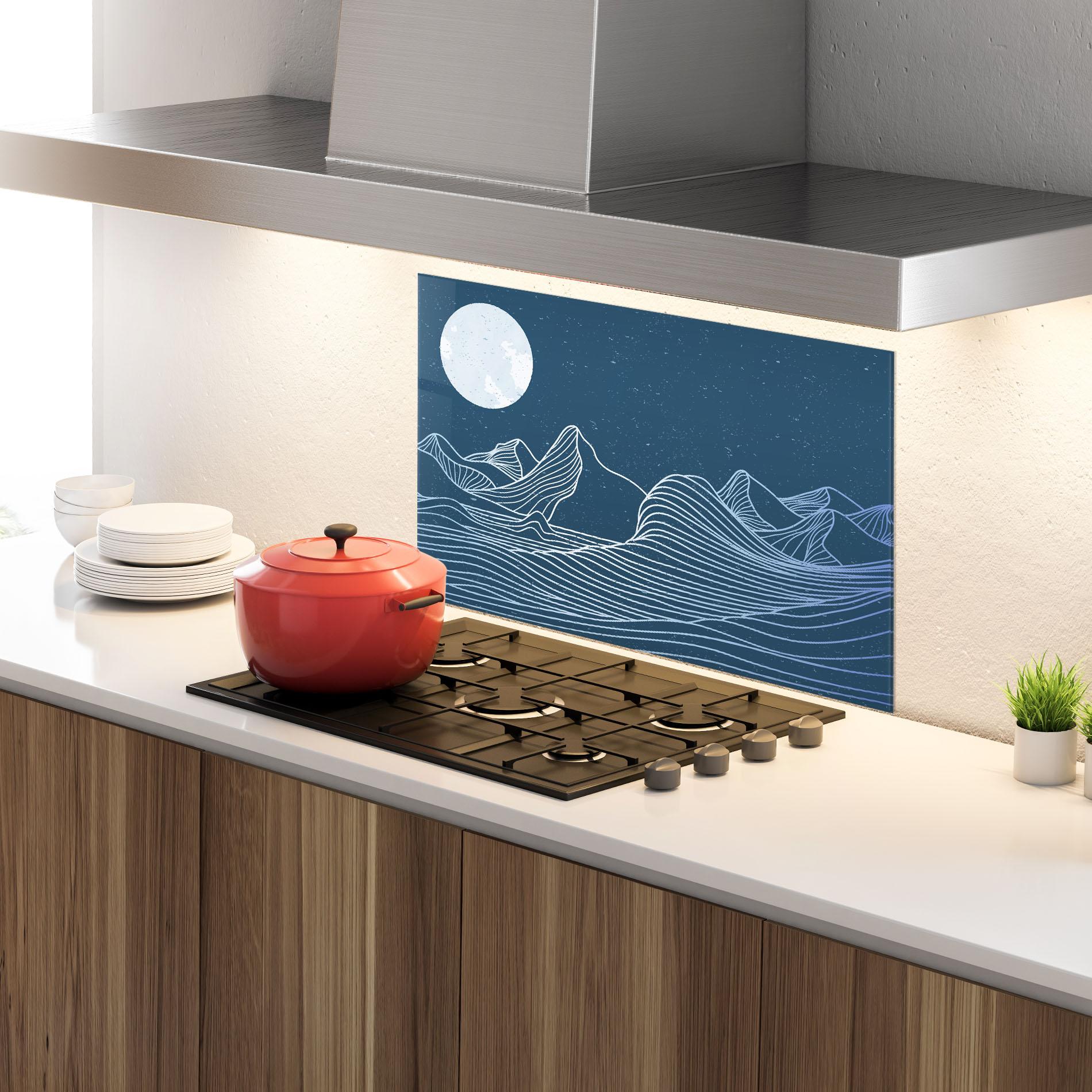 Стъклен панел за кухня Ocean Blue Wave mockup 4