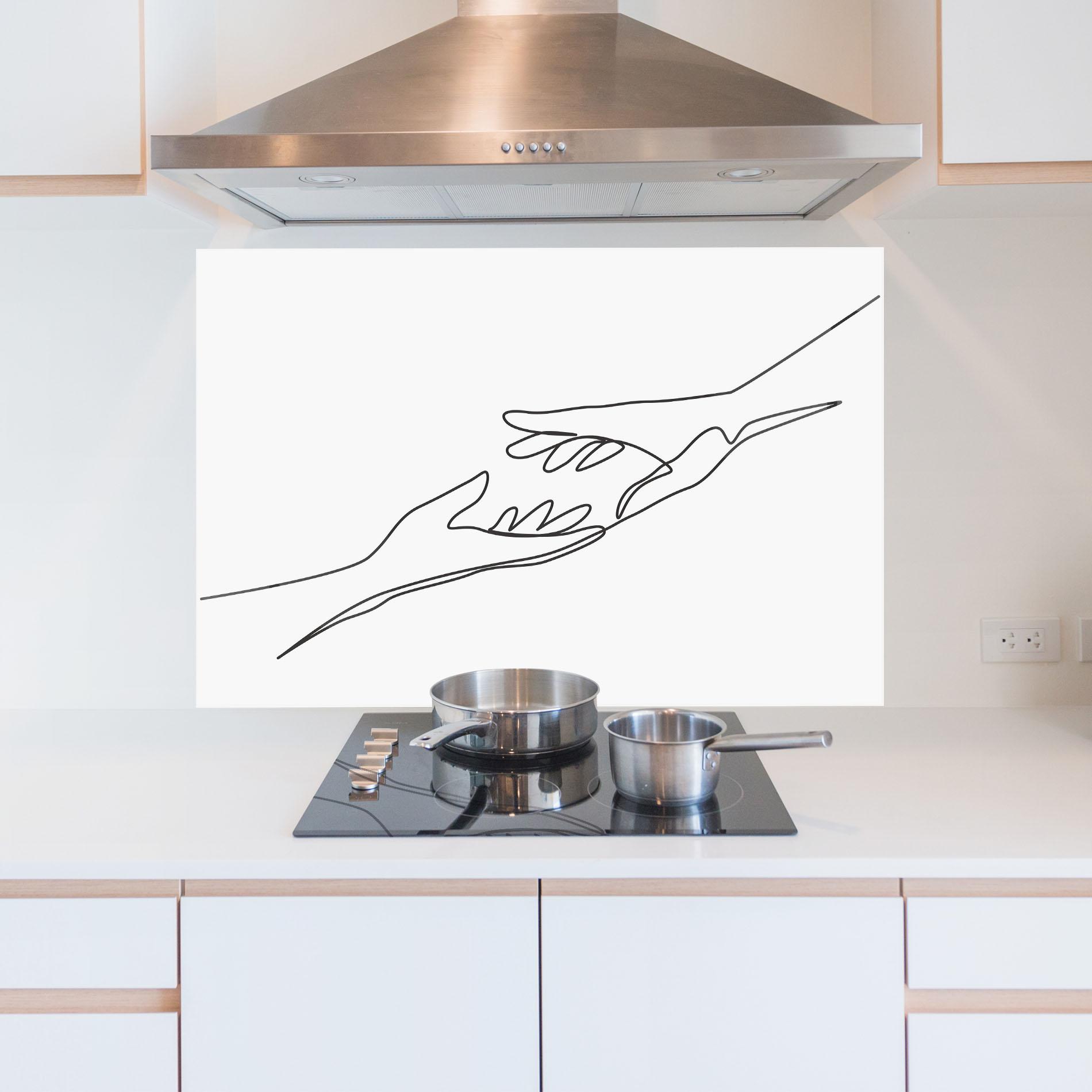 Стъклен панел за кухня Hands Reaching mockup 5