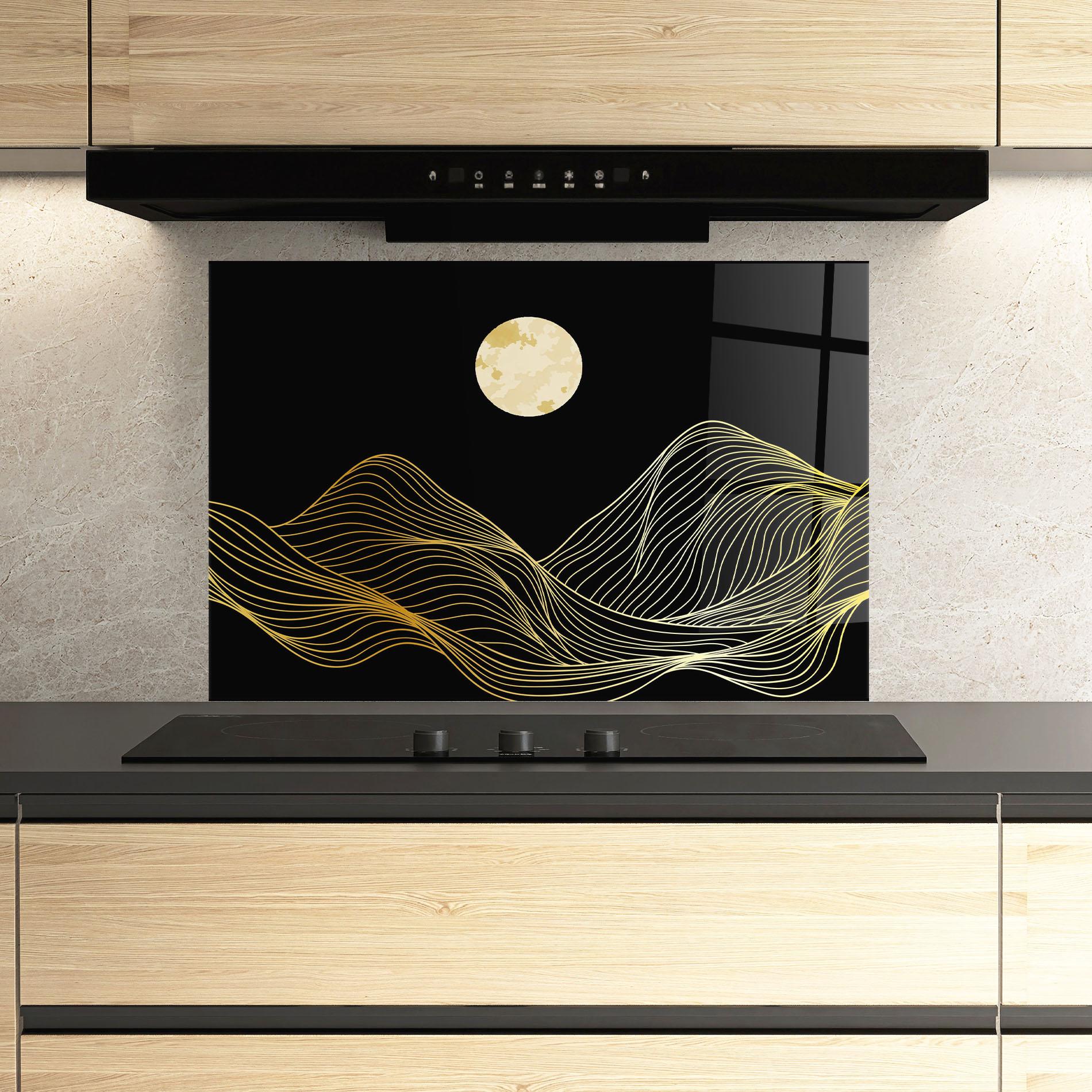 Стъклен панел за кухня Golden Moon mockup 3