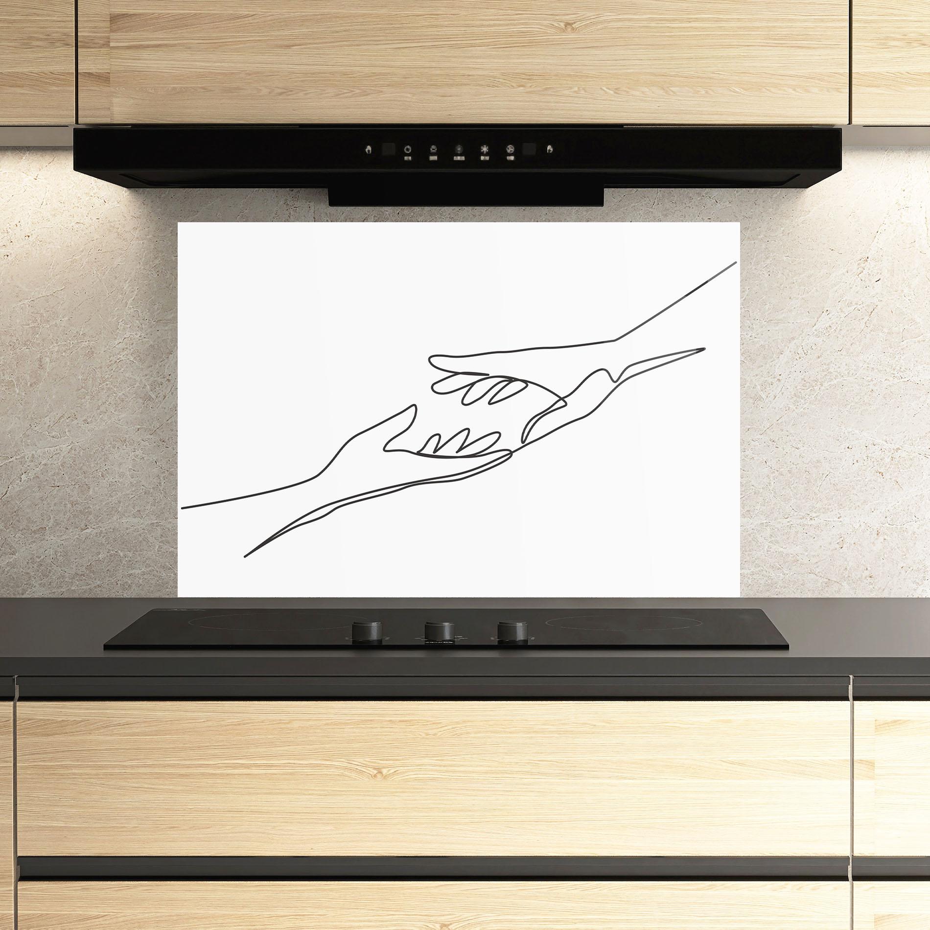 Стъклен панел за кухня Hands Reaching mockup 3