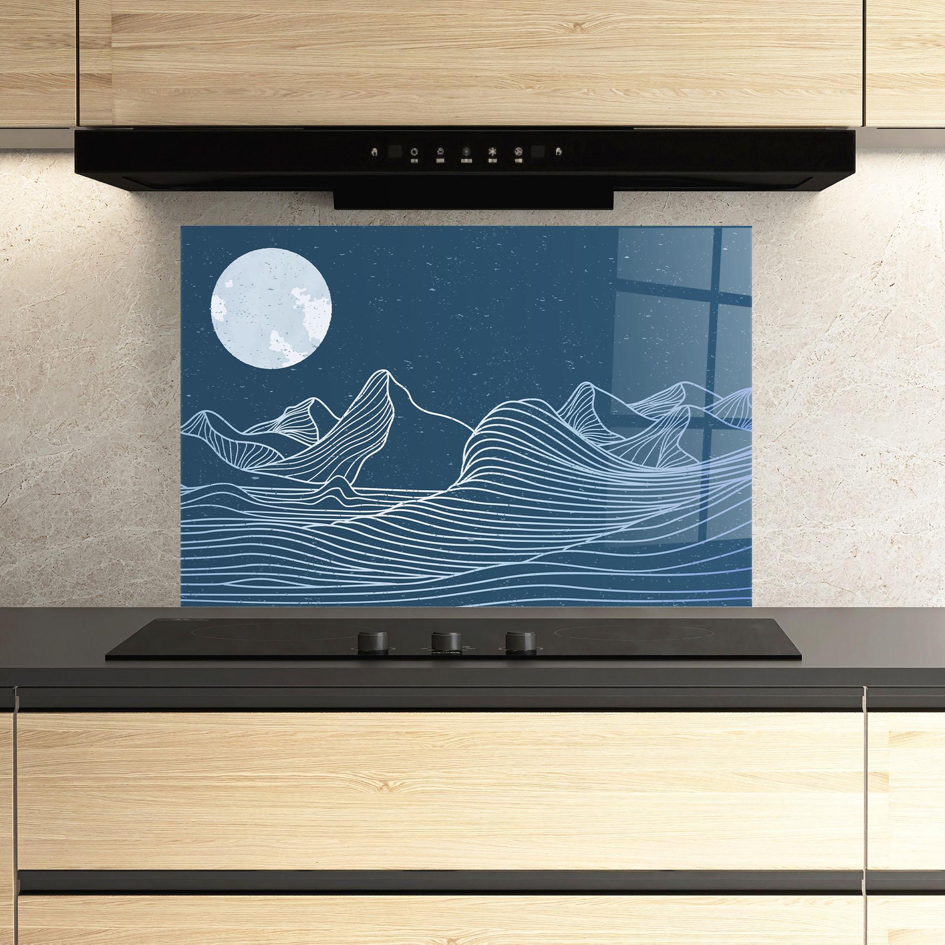 Стъклен панел за кухня Ocean Blue Wave mockup 3