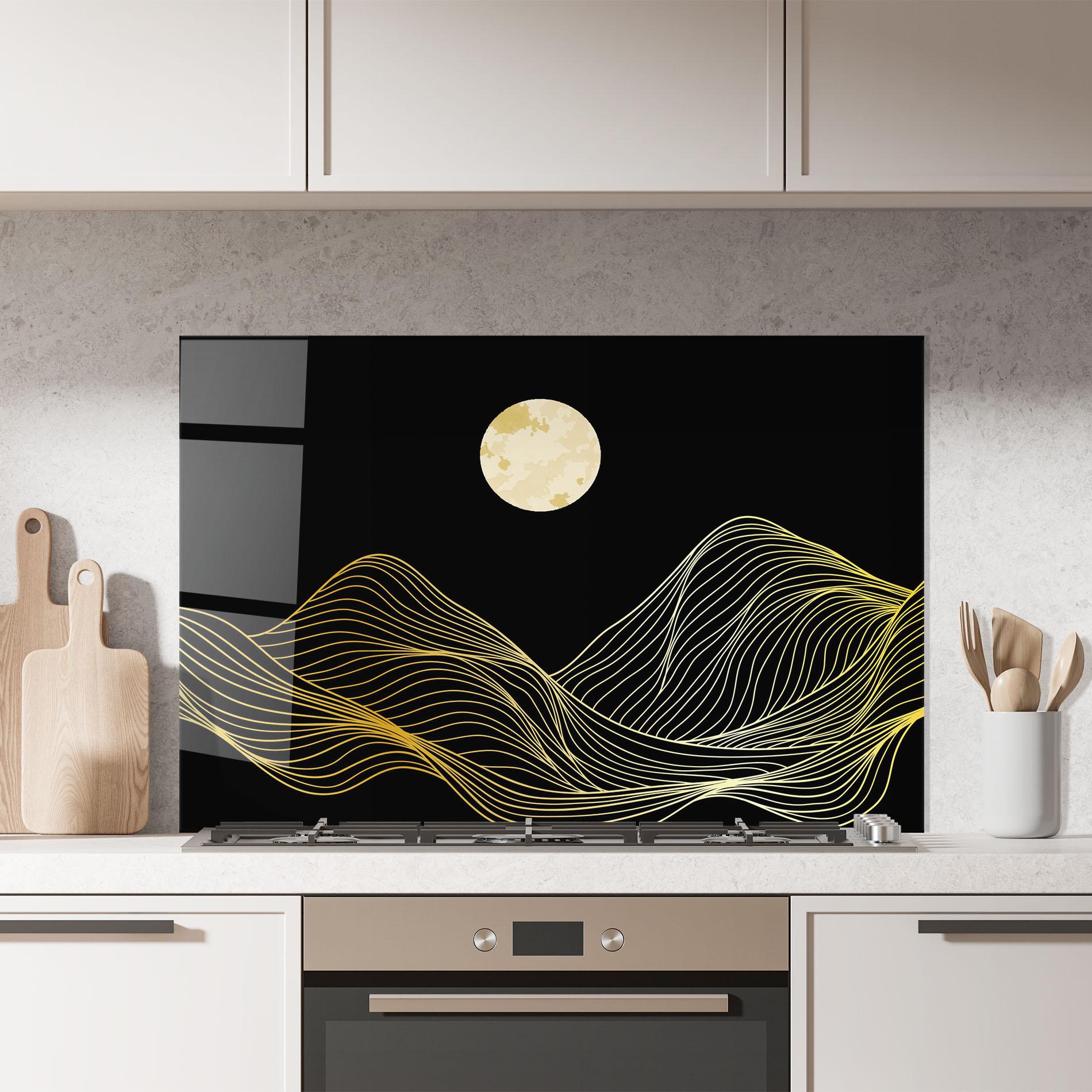 Стъклен панел за кухня Golden Moon mockup 7