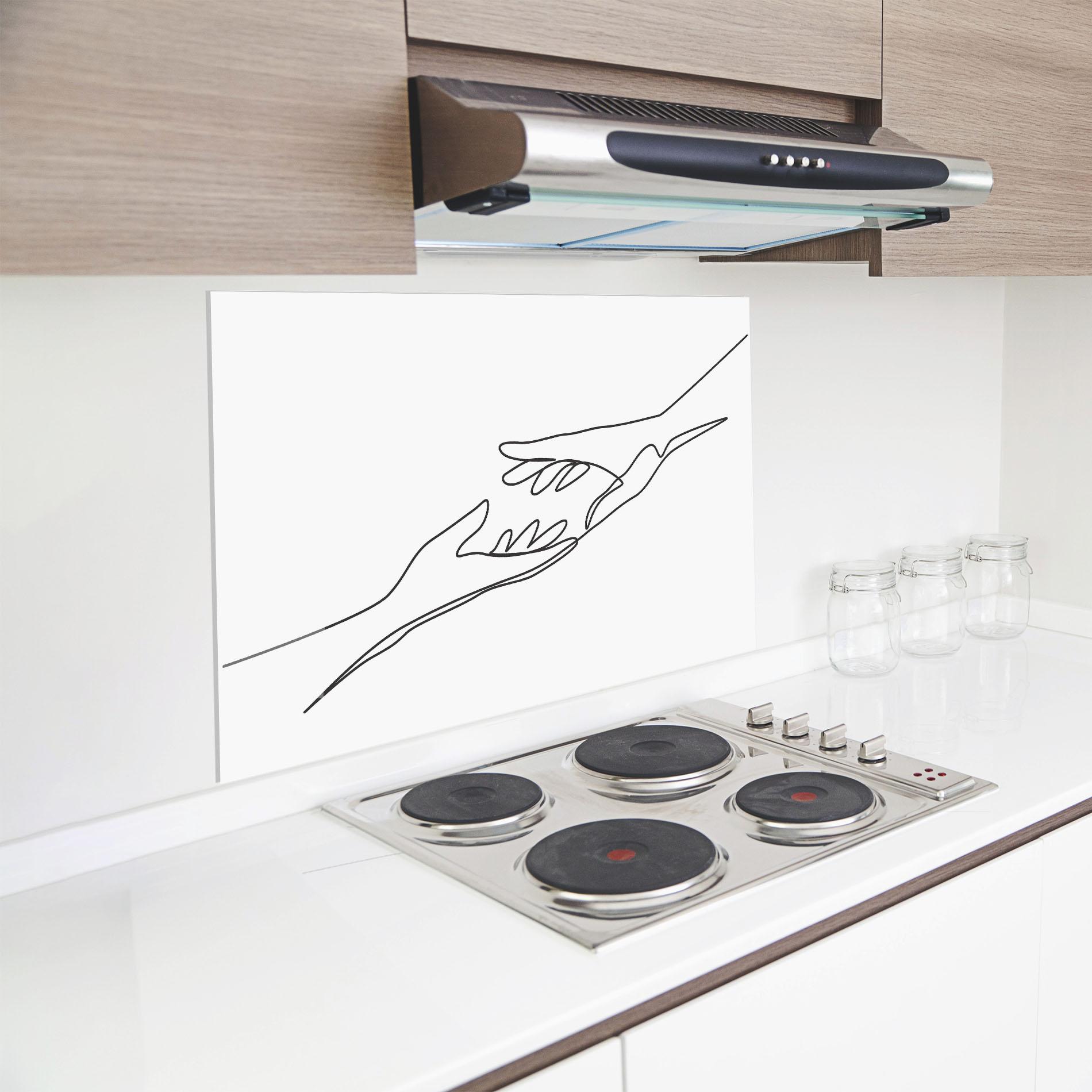 Стъклен панел за кухня Hands Reaching mockup 8