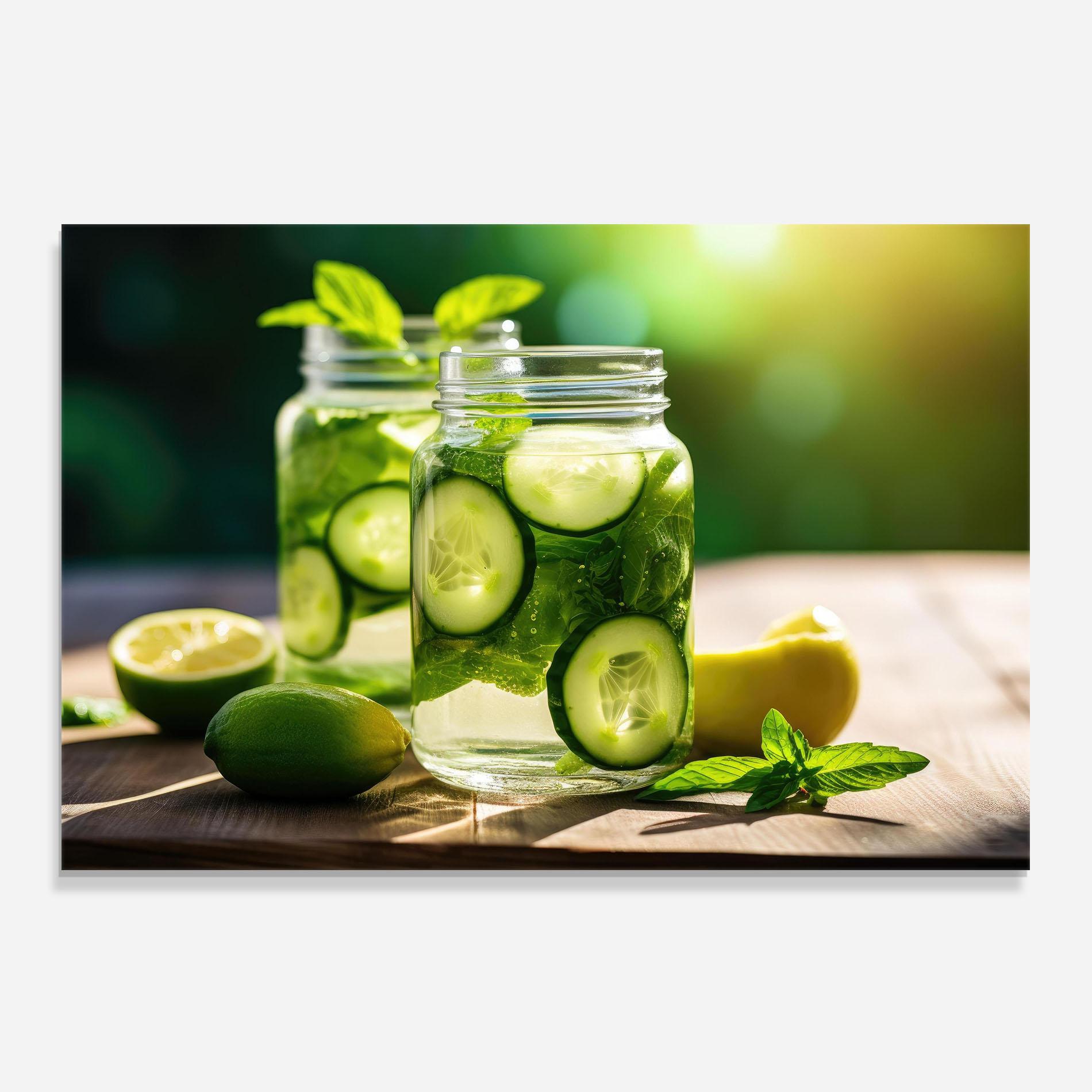 Стъклен панел за кухня Cold Drink Cucumber mockup 0