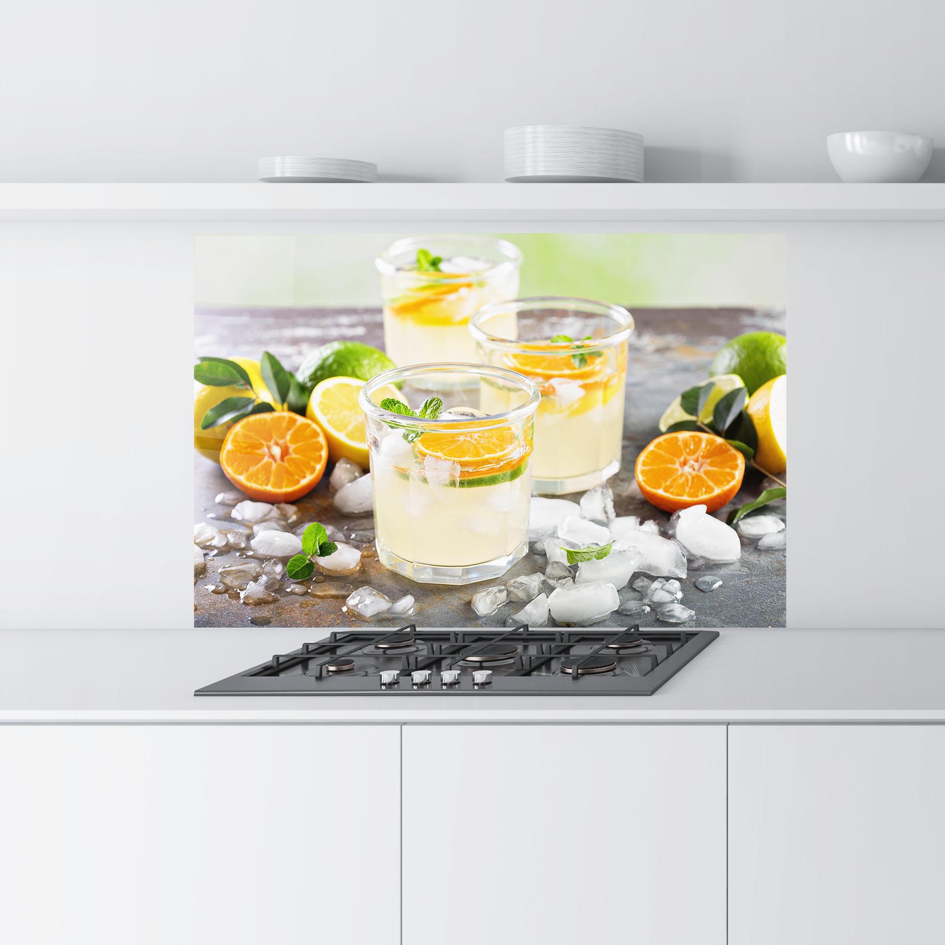 Стъклен панел за кухня Citrus Fruit Lemonade mockup 9