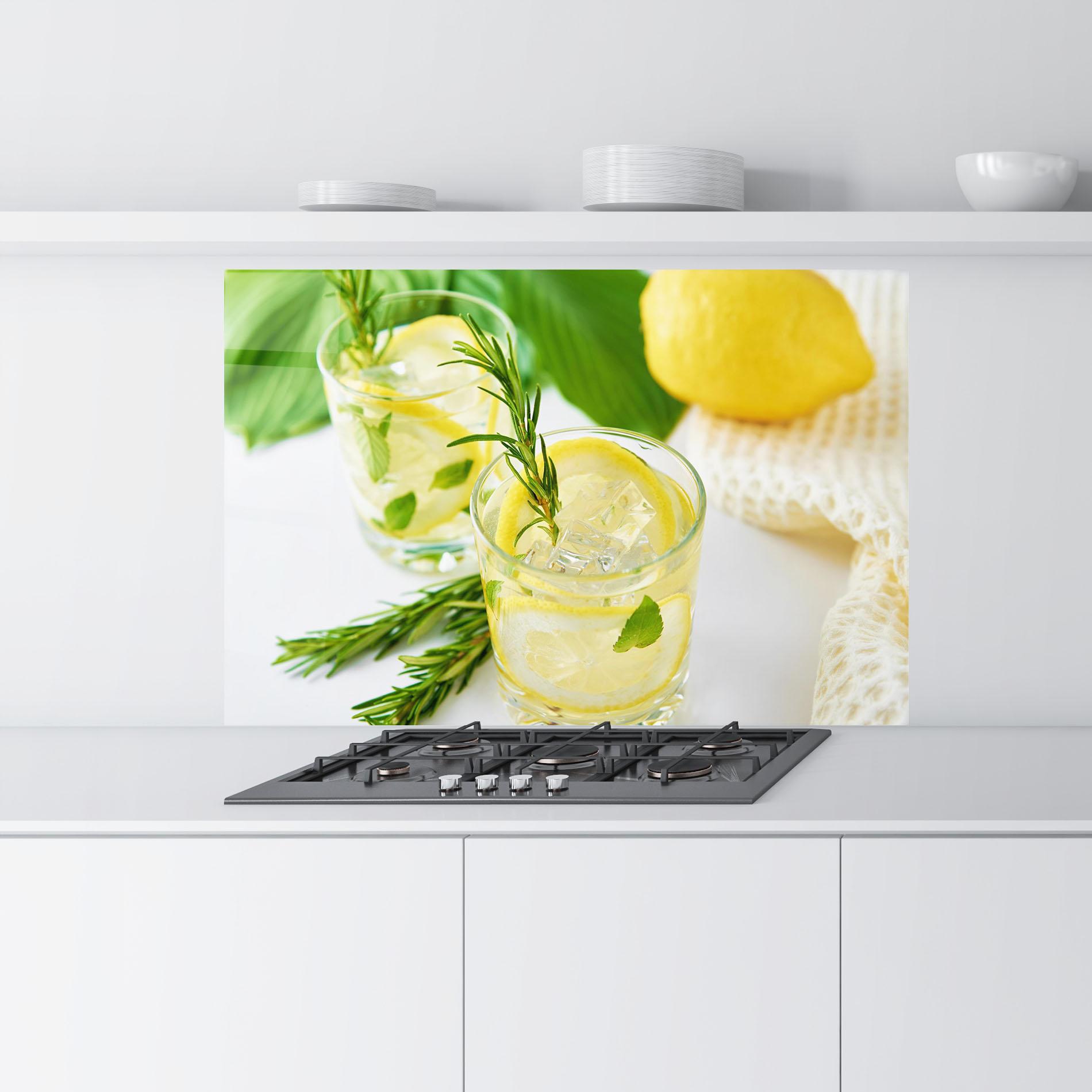 Стъклен панел за кухня Lemon Rosemary Drink mockup 9
