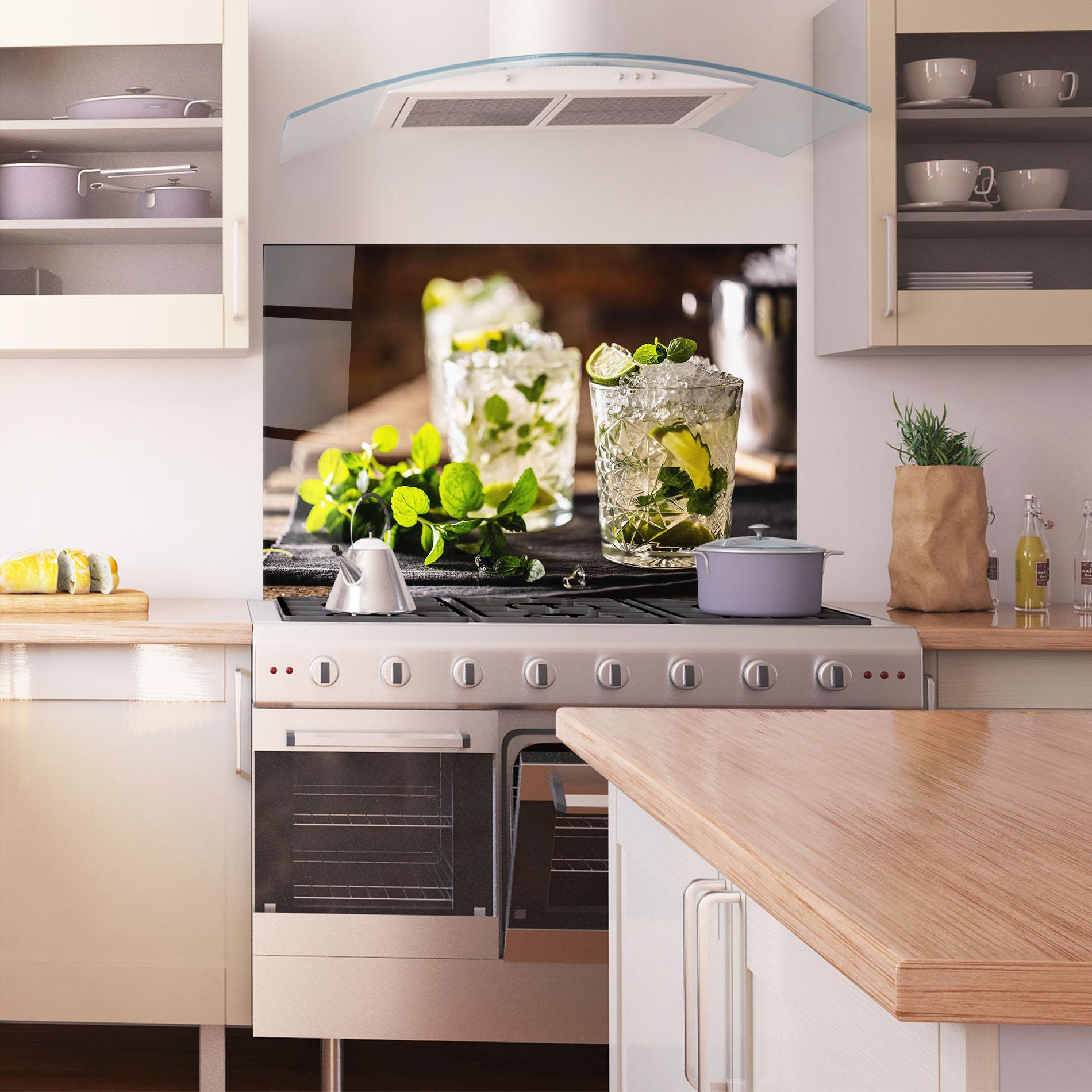 Стъклен панел за кухня Fresh Mint Lime mockup 1