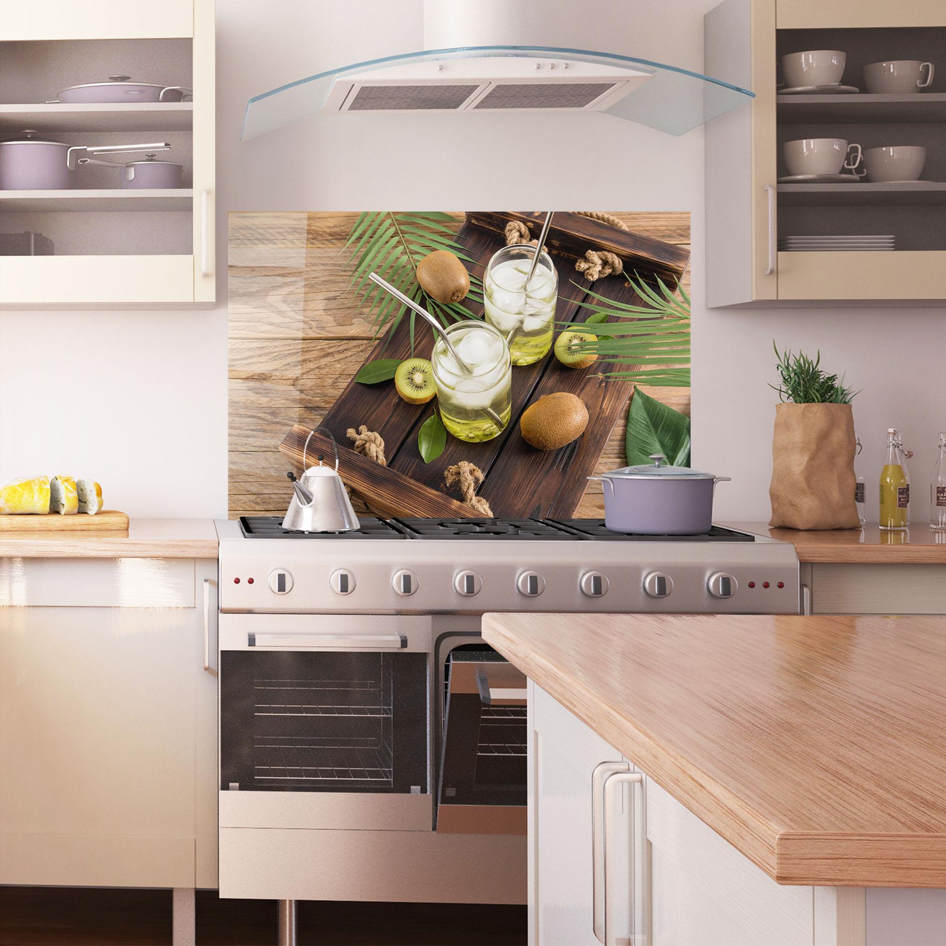 Стъклен панел за кухня Kiwi Drinks mockup 1