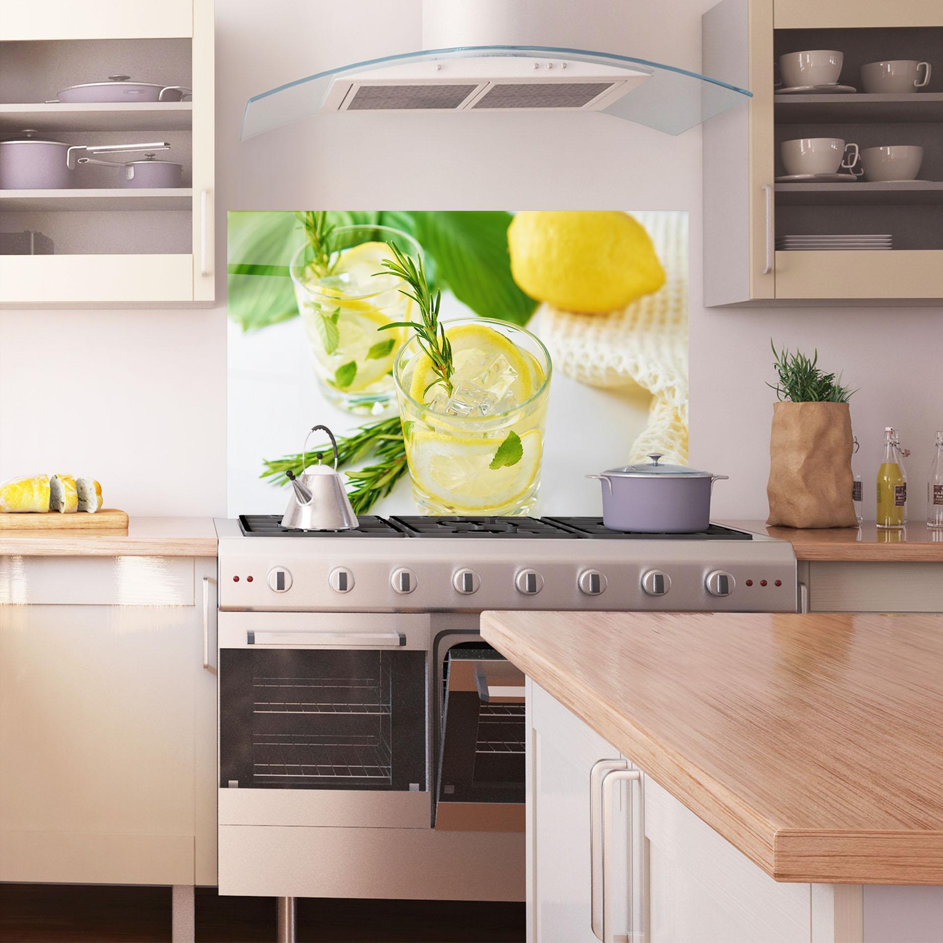 Стъклен панел за кухня Lemon Rosemary Drink mockup 1