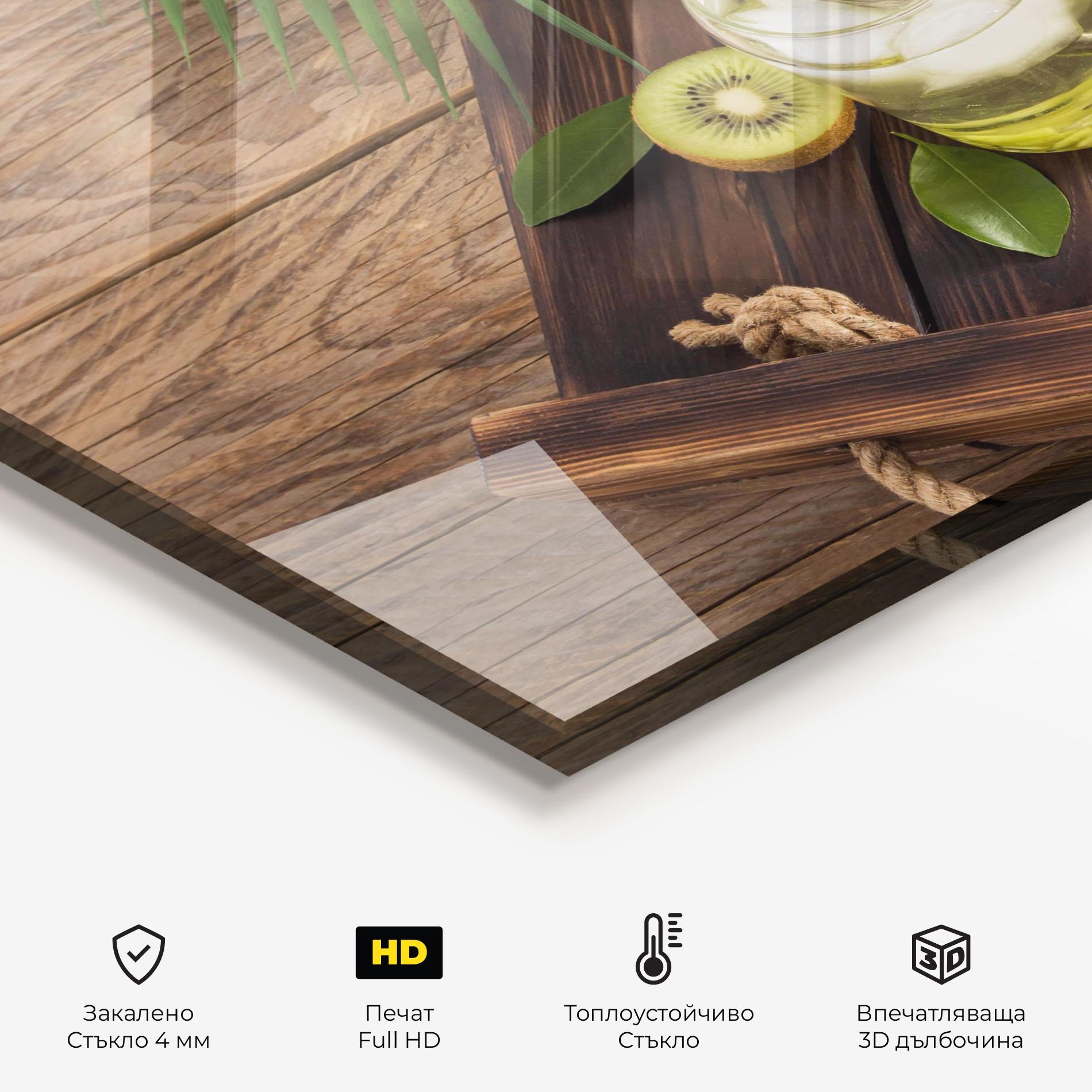 Стъклен панел за кухня Kiwi Drinks mockup 2