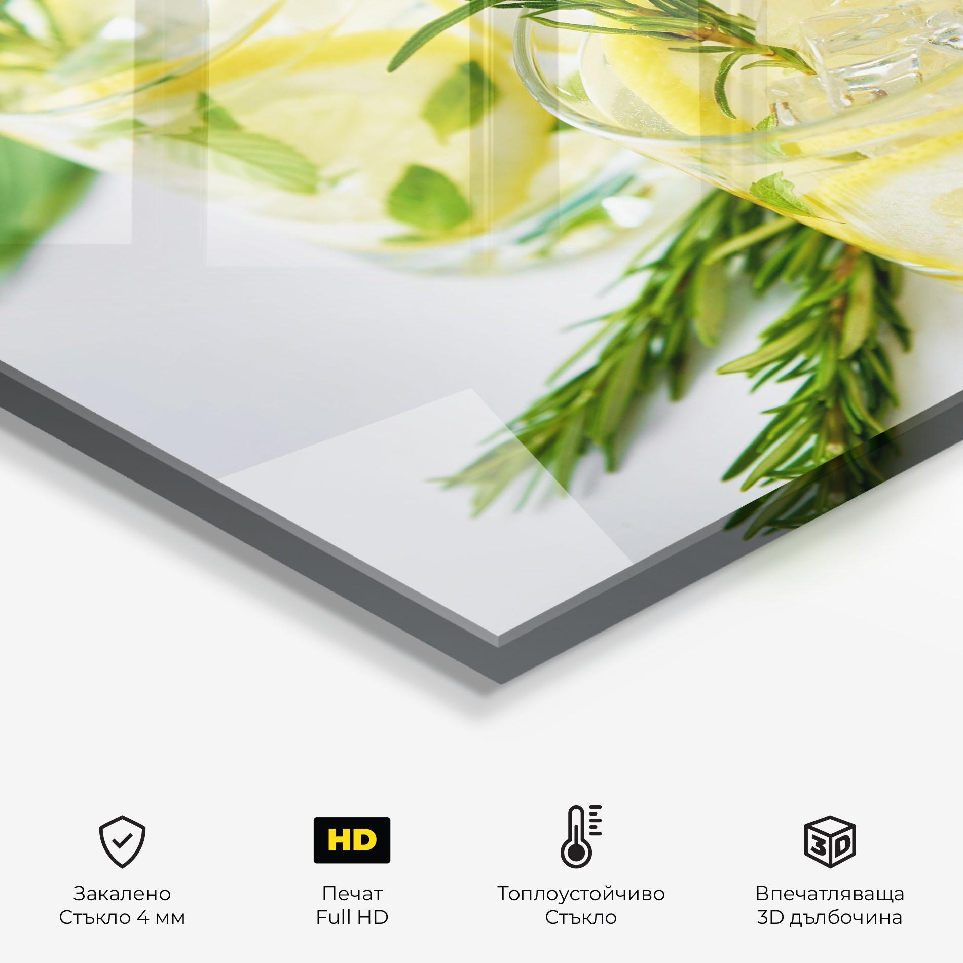 Стъклен панел за кухня Lemon Rosemary Drink mockup 2