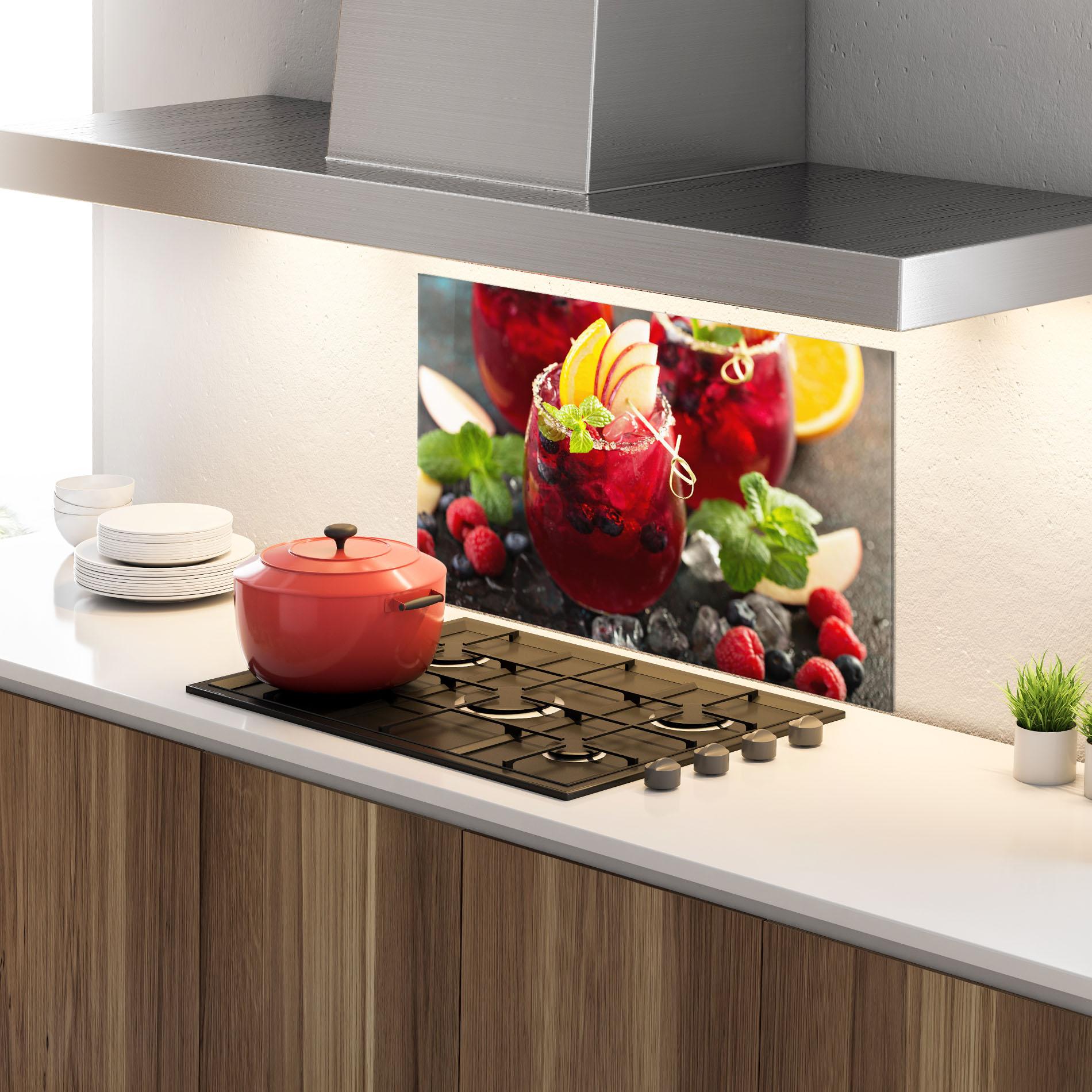 Стъклен панел за кухня Berry Drink mockup 4