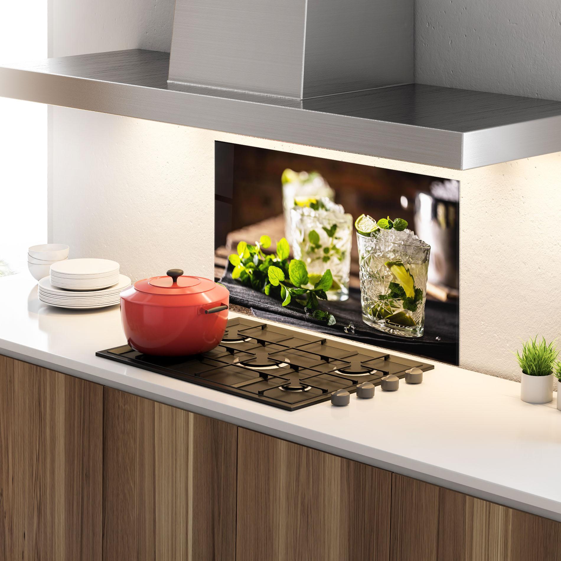 Стъклен панел за кухня Fresh Mint Lime mockup 4