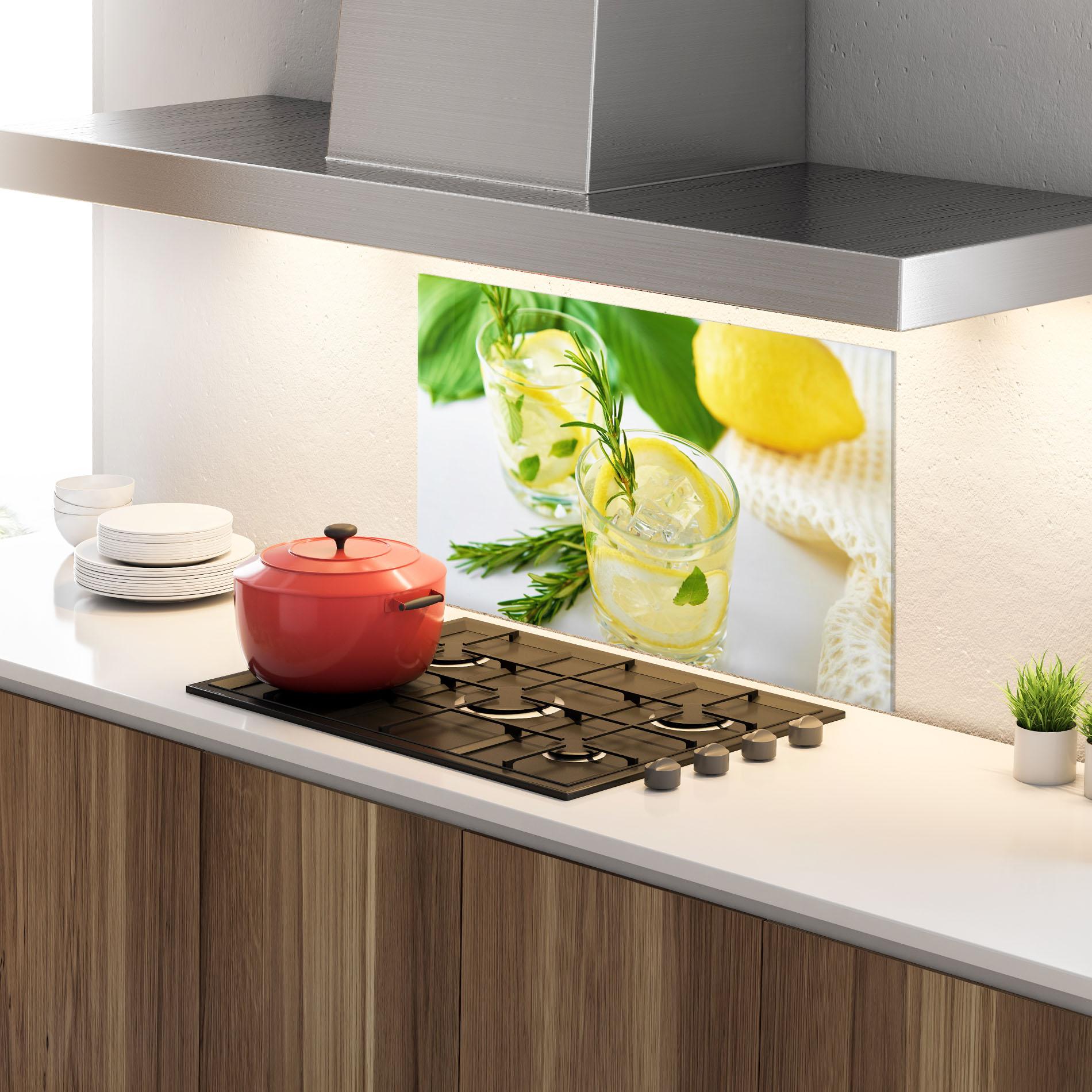 Стъклен панел за кухня Lemon Rosemary Drink mockup 4