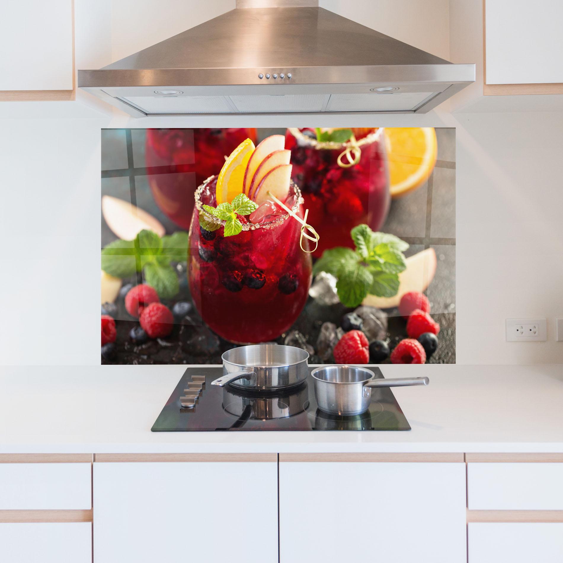 Стъклен панел за кухня Berry Drink mockup 5