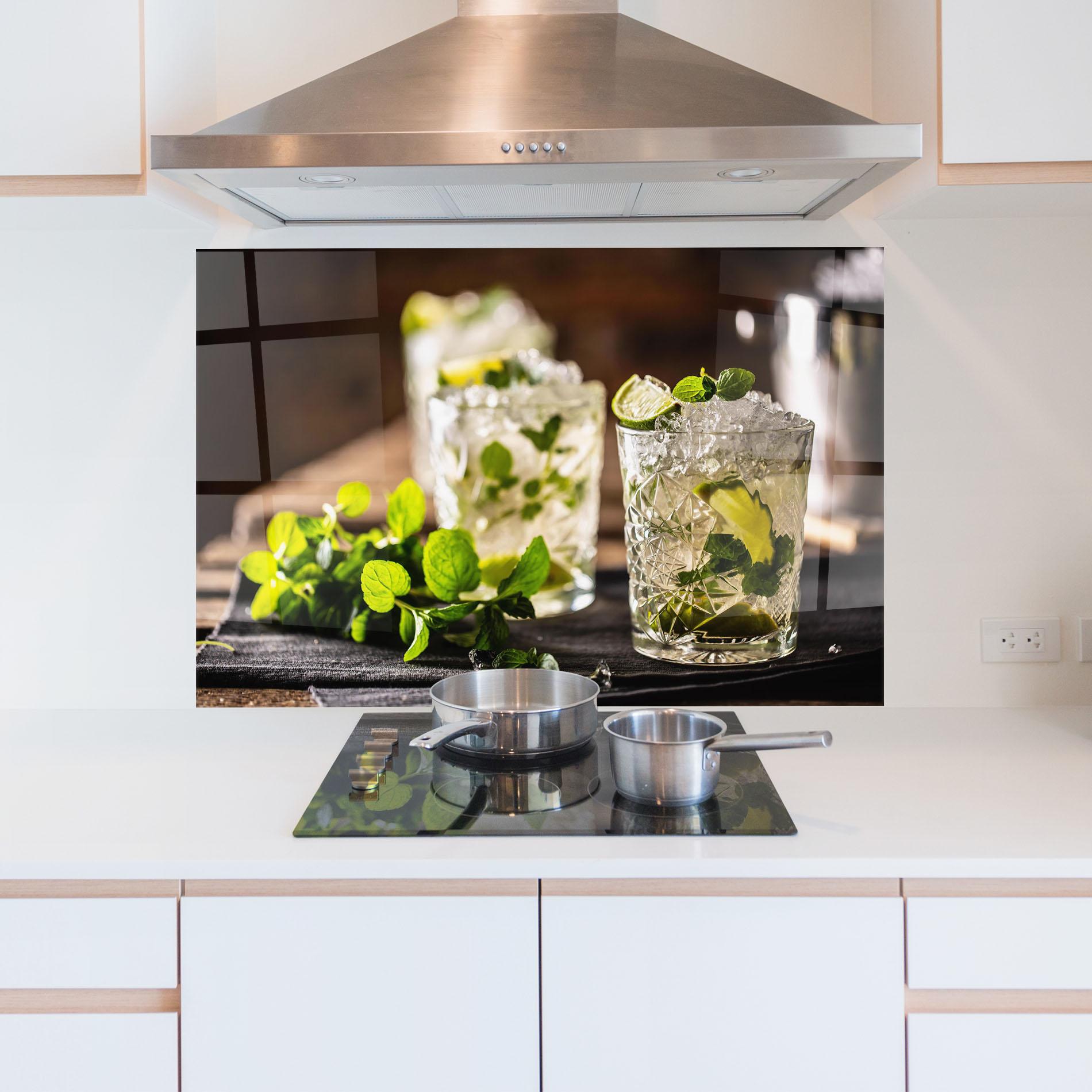 Стъклен панел за кухня Fresh Mint Lime mockup 5