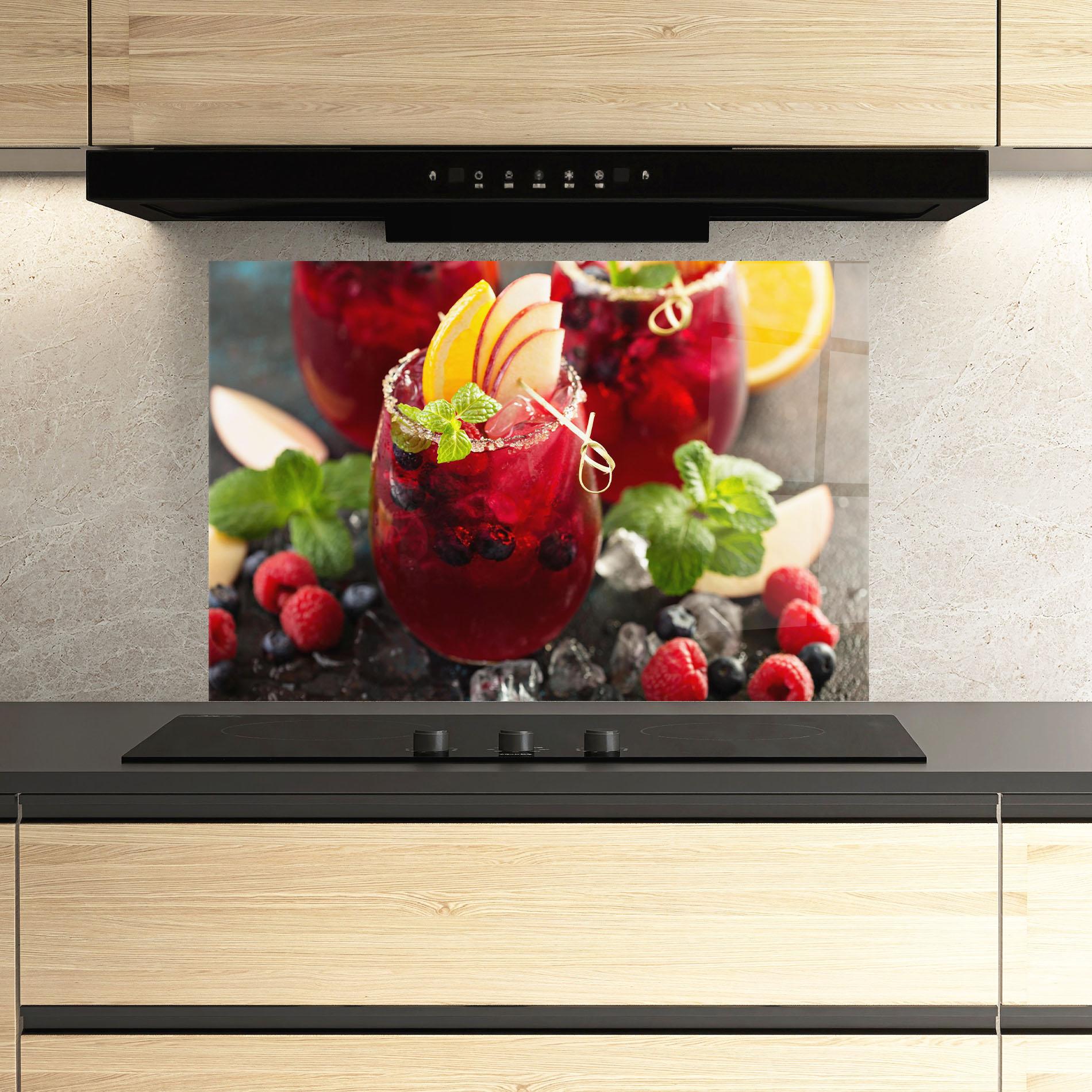 Стъклен панел за кухня Berry Drink mockup 3