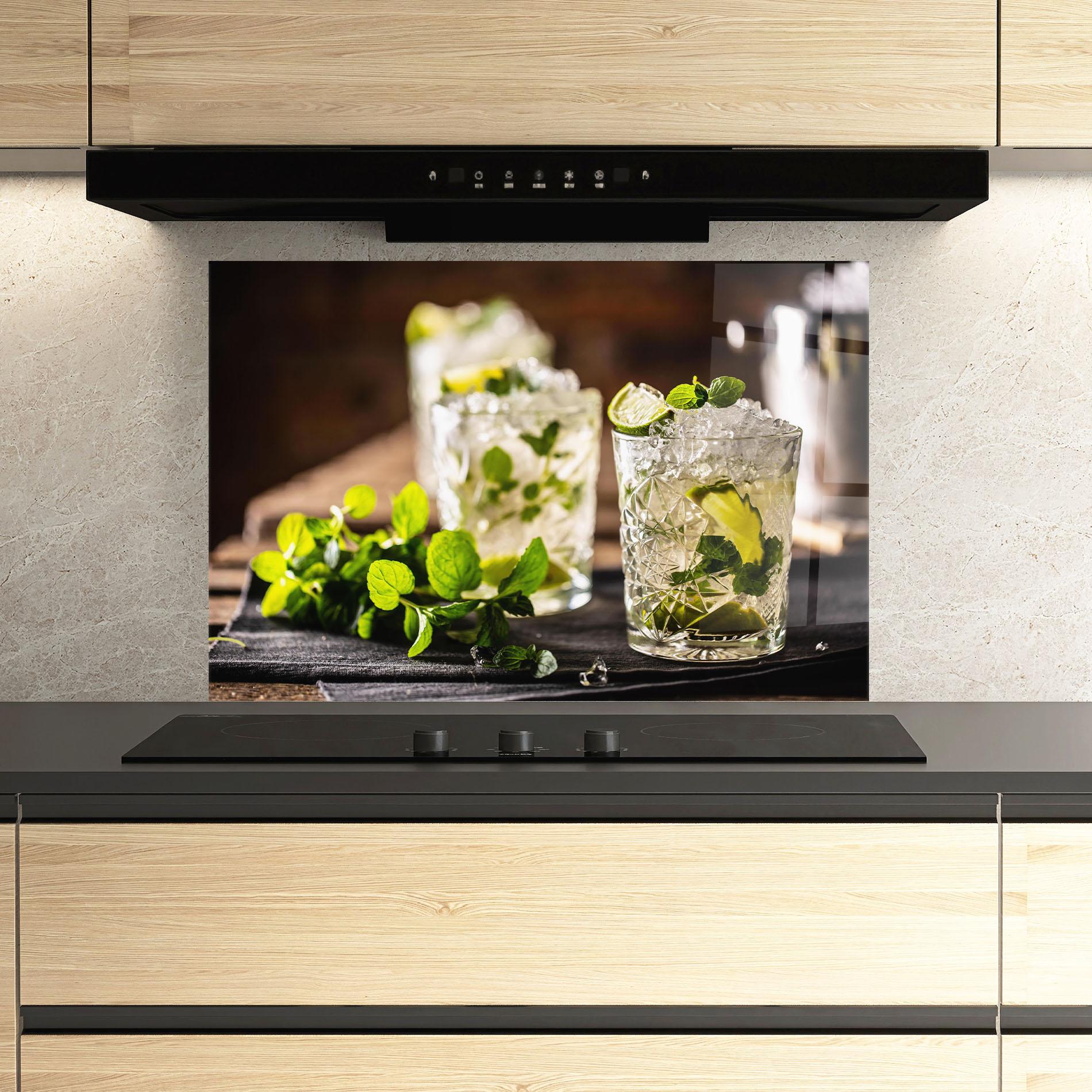 Стъклен панел за кухня Fresh Mint Lime mockup 3