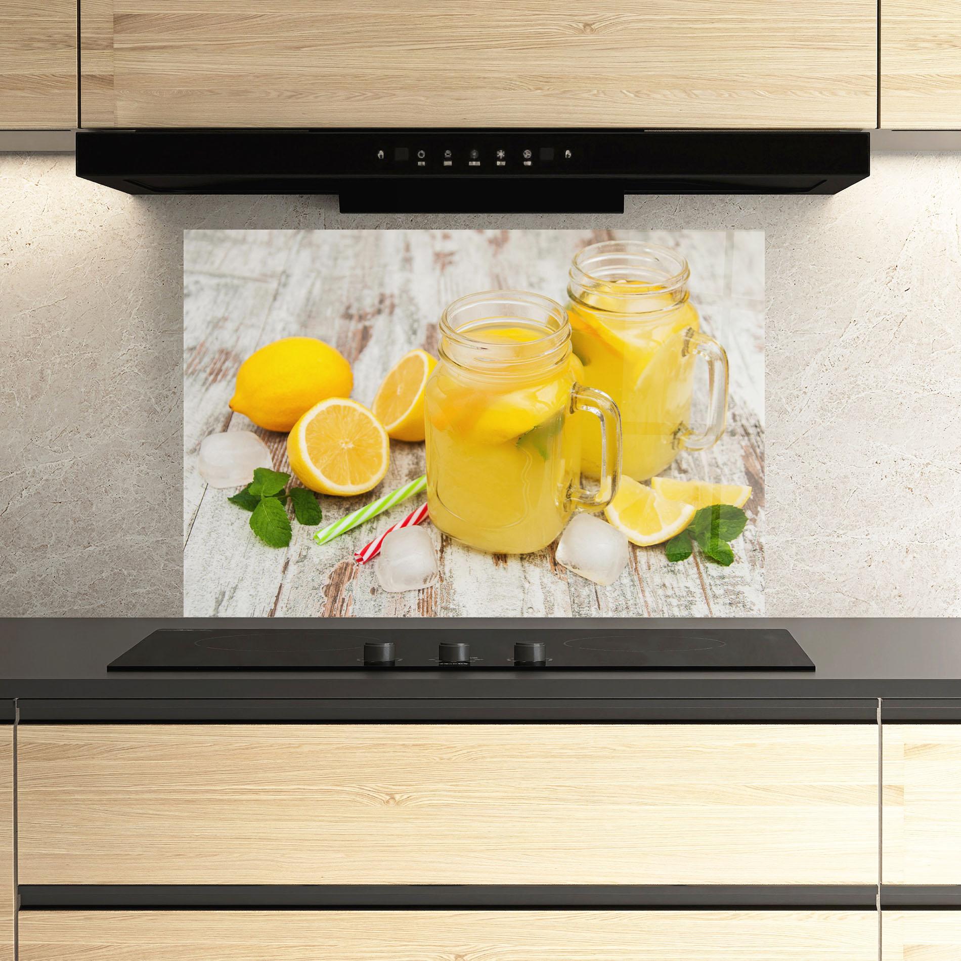 Стъклен панел за кухня Jars With Lemonade mockup 3