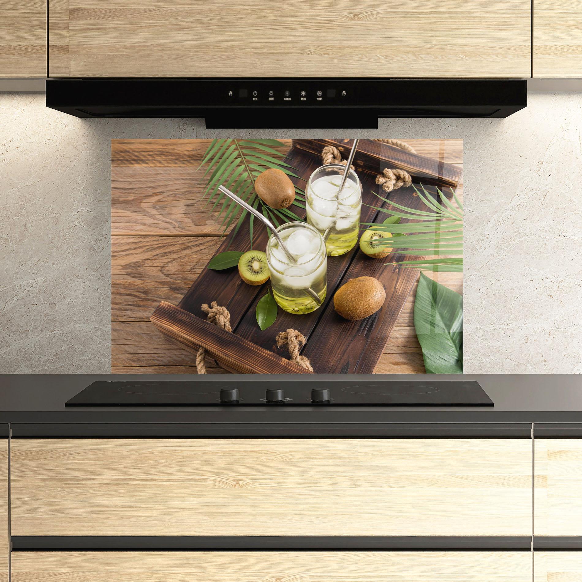 Стъклен панел за кухня Kiwi Drinks mockup 3