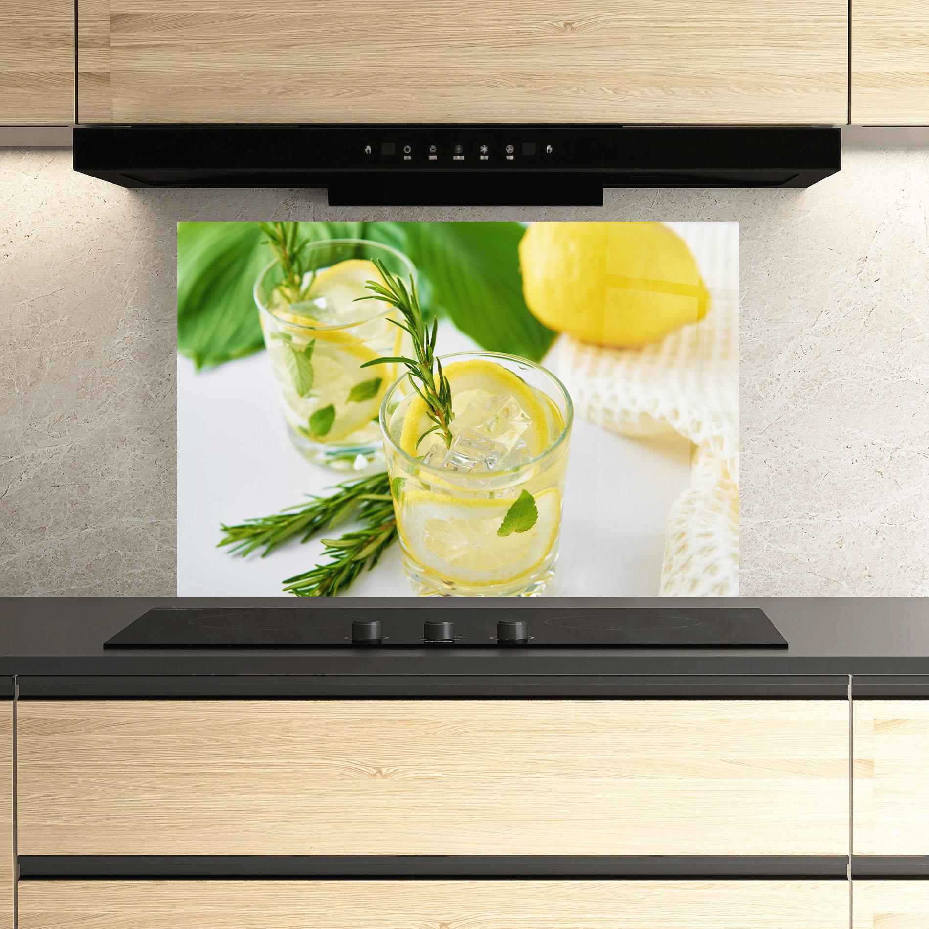 Стъклен панел за кухня Lemon Rosemary Drink mockup 3