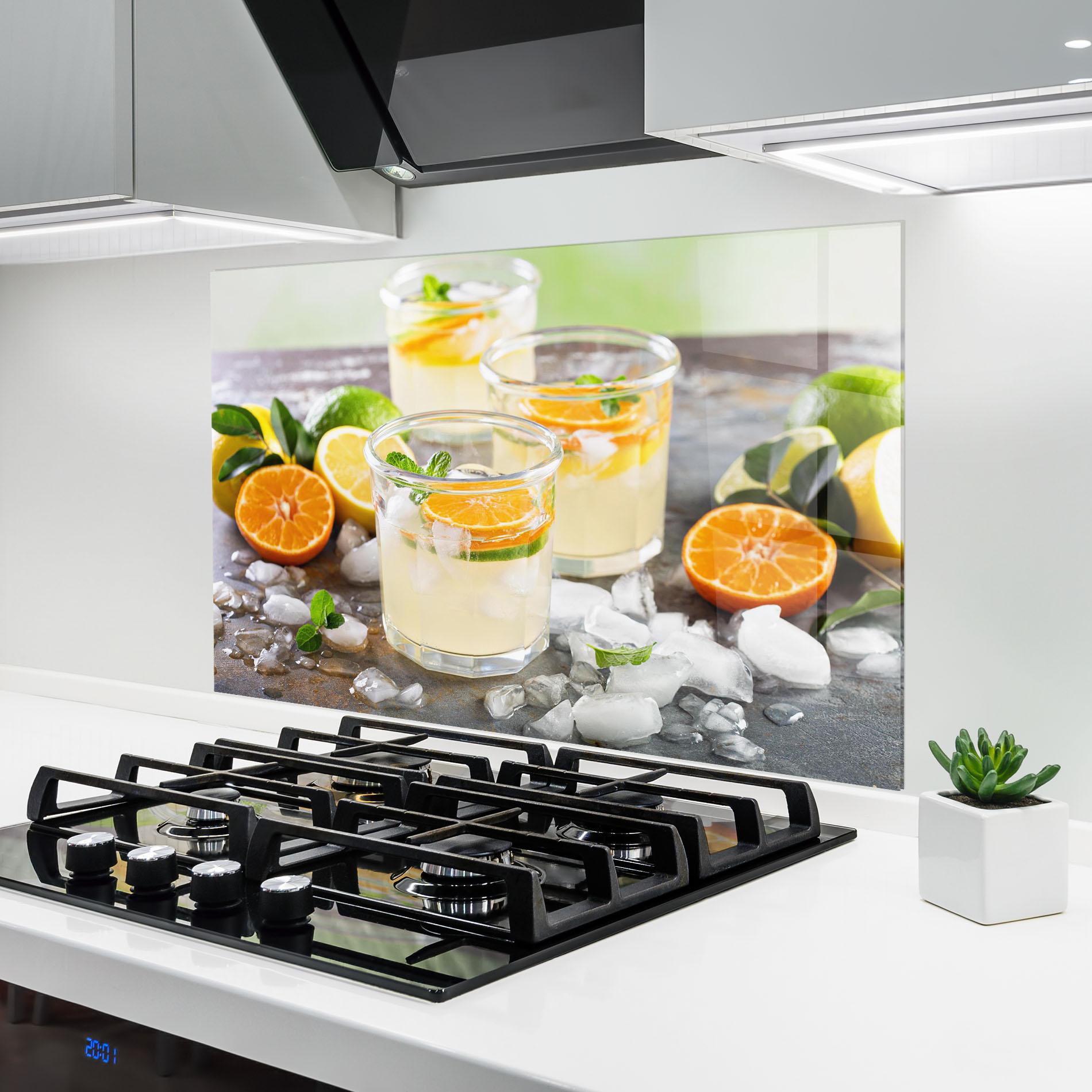 Стъклен панел за кухня Citrus Fruit Lemonade mockup 6