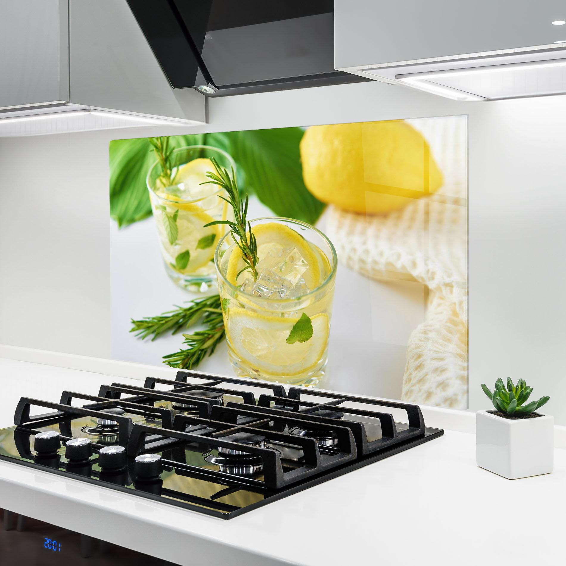 Стъклен панел за кухня Lemon Rosemary Drink mockup 6