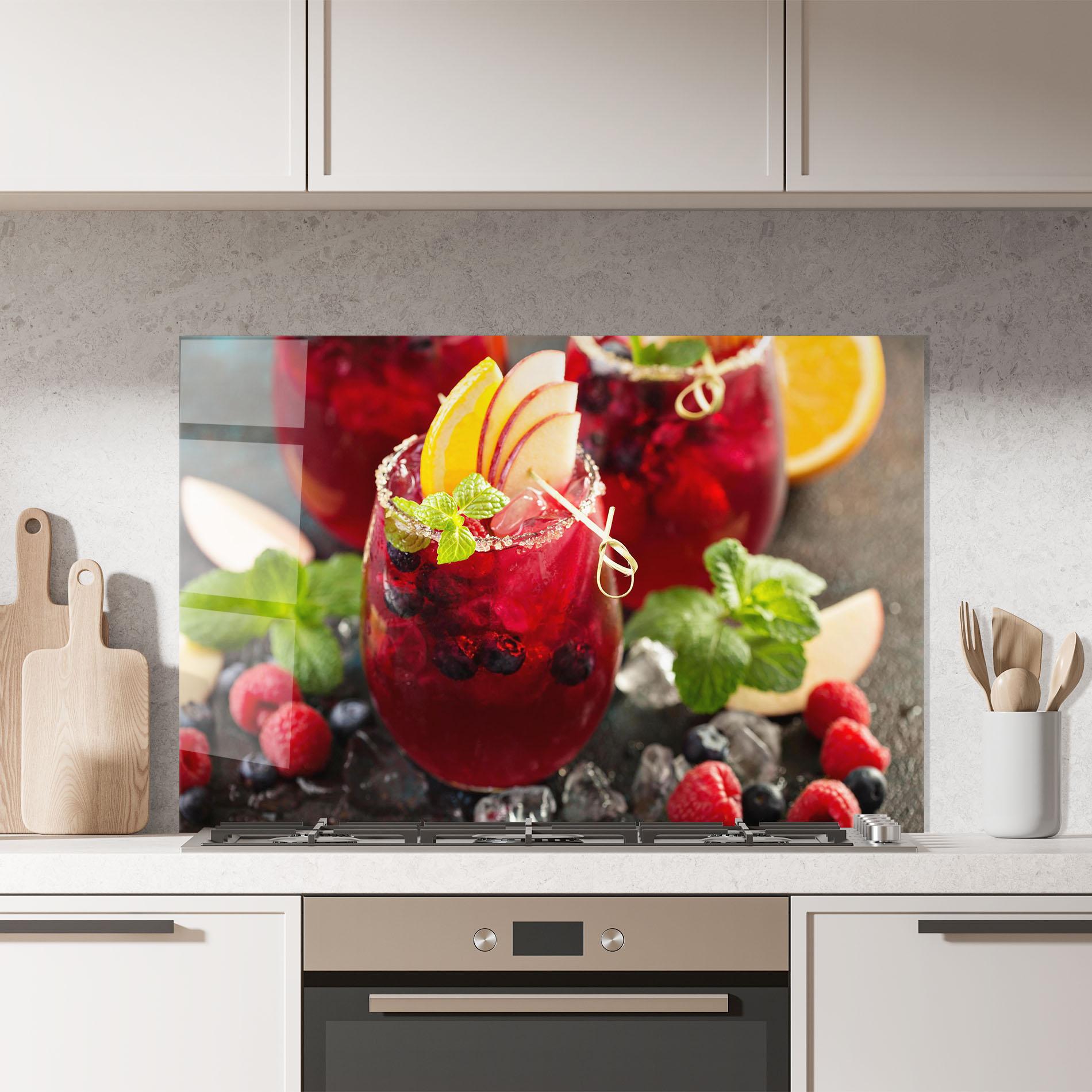 Стъклен панел за кухня Berry Drink mockup 7