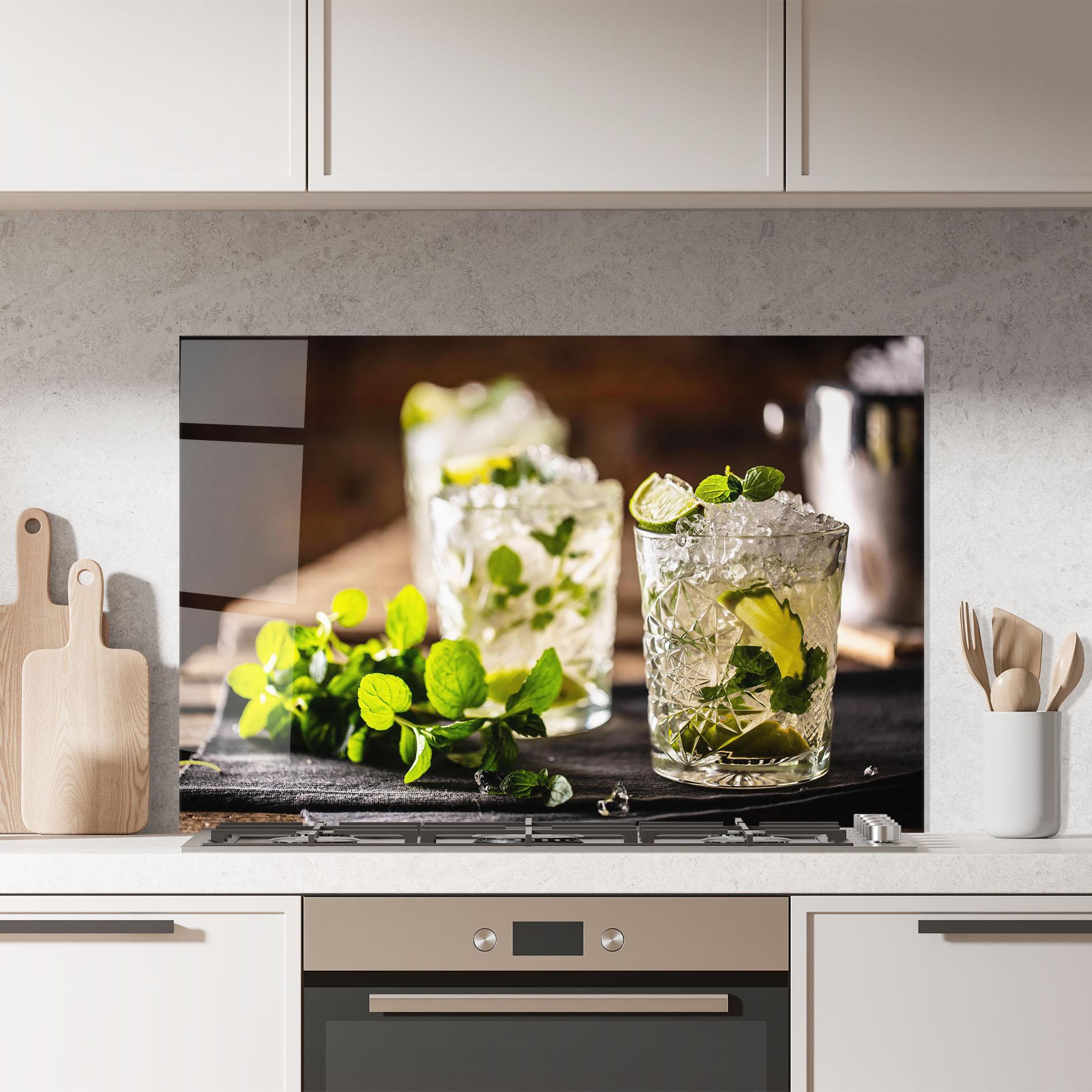 Стъклен панел за кухня Fresh Mint Lime mockup 7