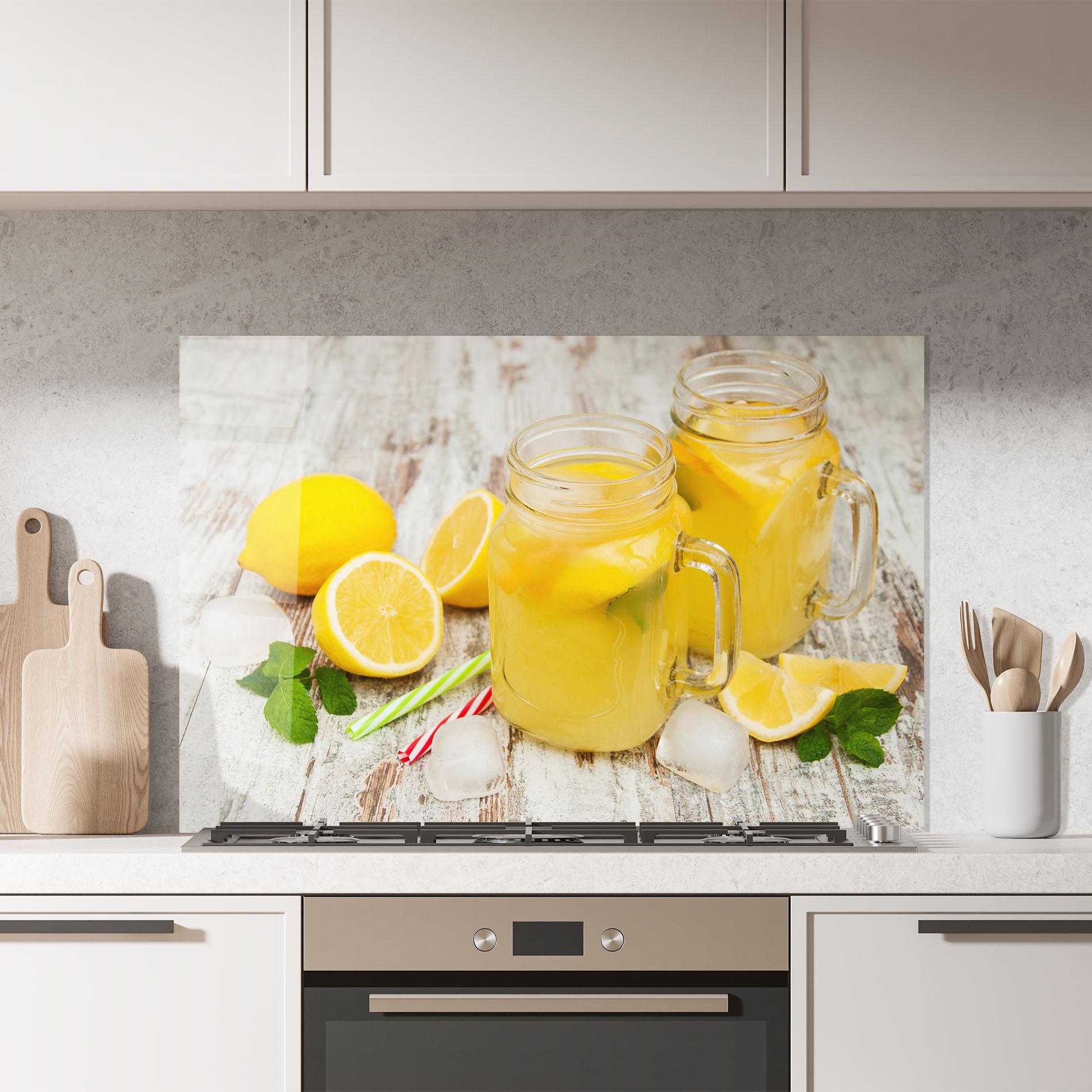 Стъклен панел за кухня Jars With Lemonade mockup 7