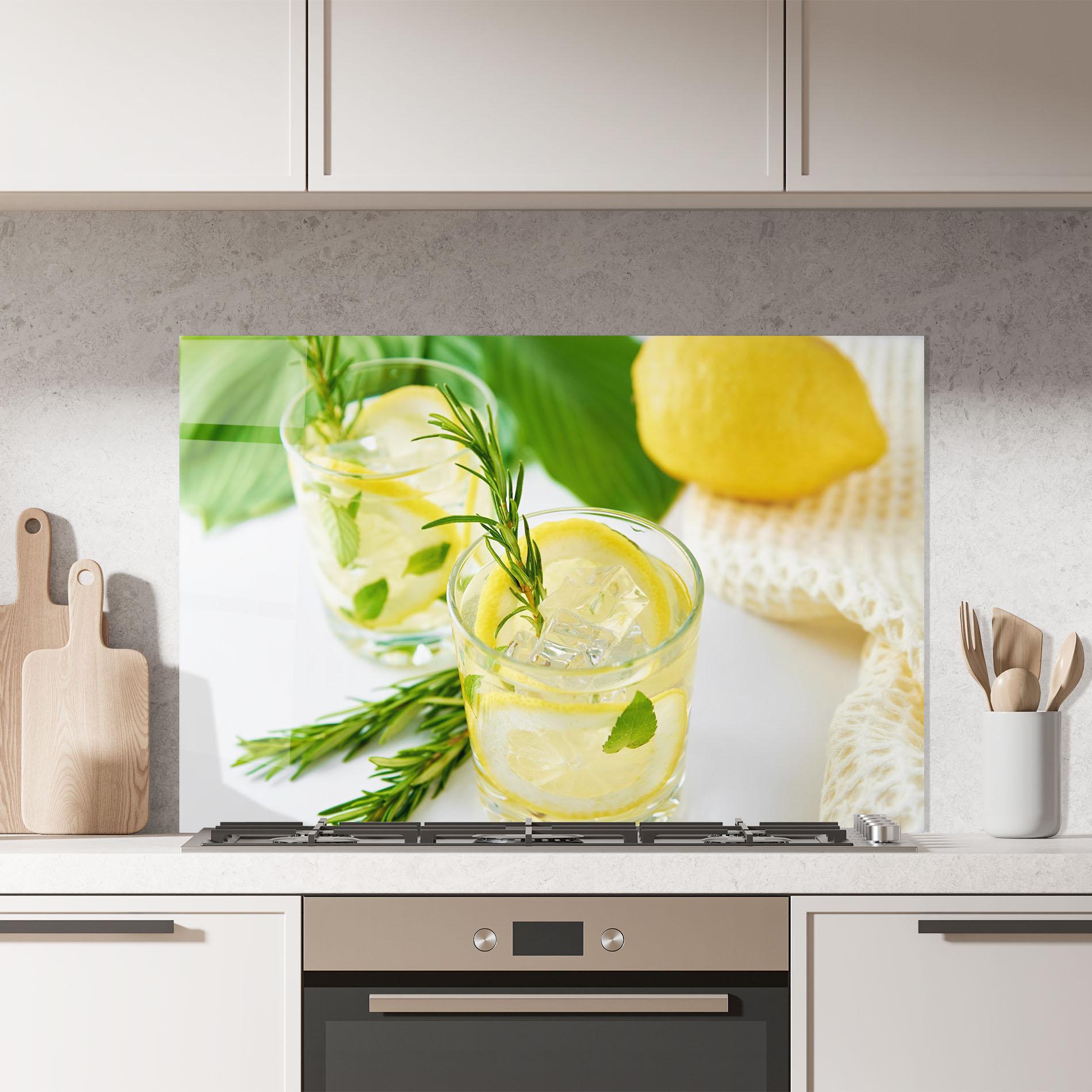 Стъклен панел за кухня Lemon Rosemary Drink mockup 7