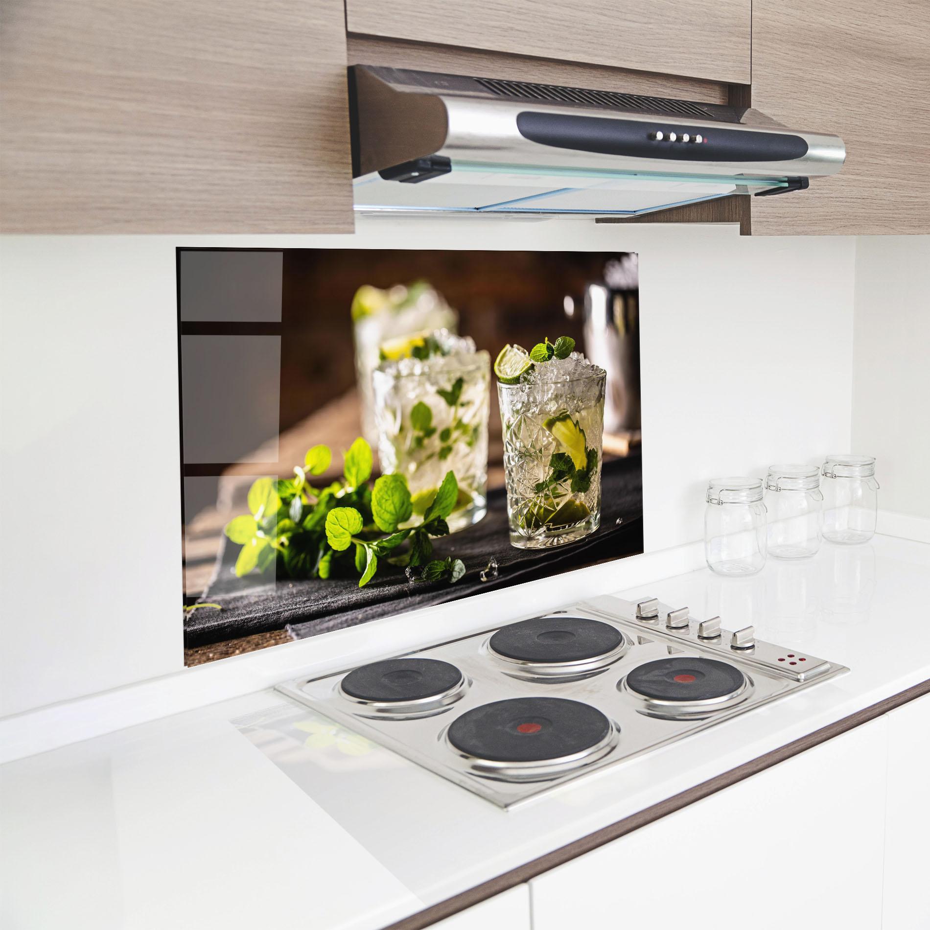 Стъклен панел за кухня Fresh Mint Lime mockup 8