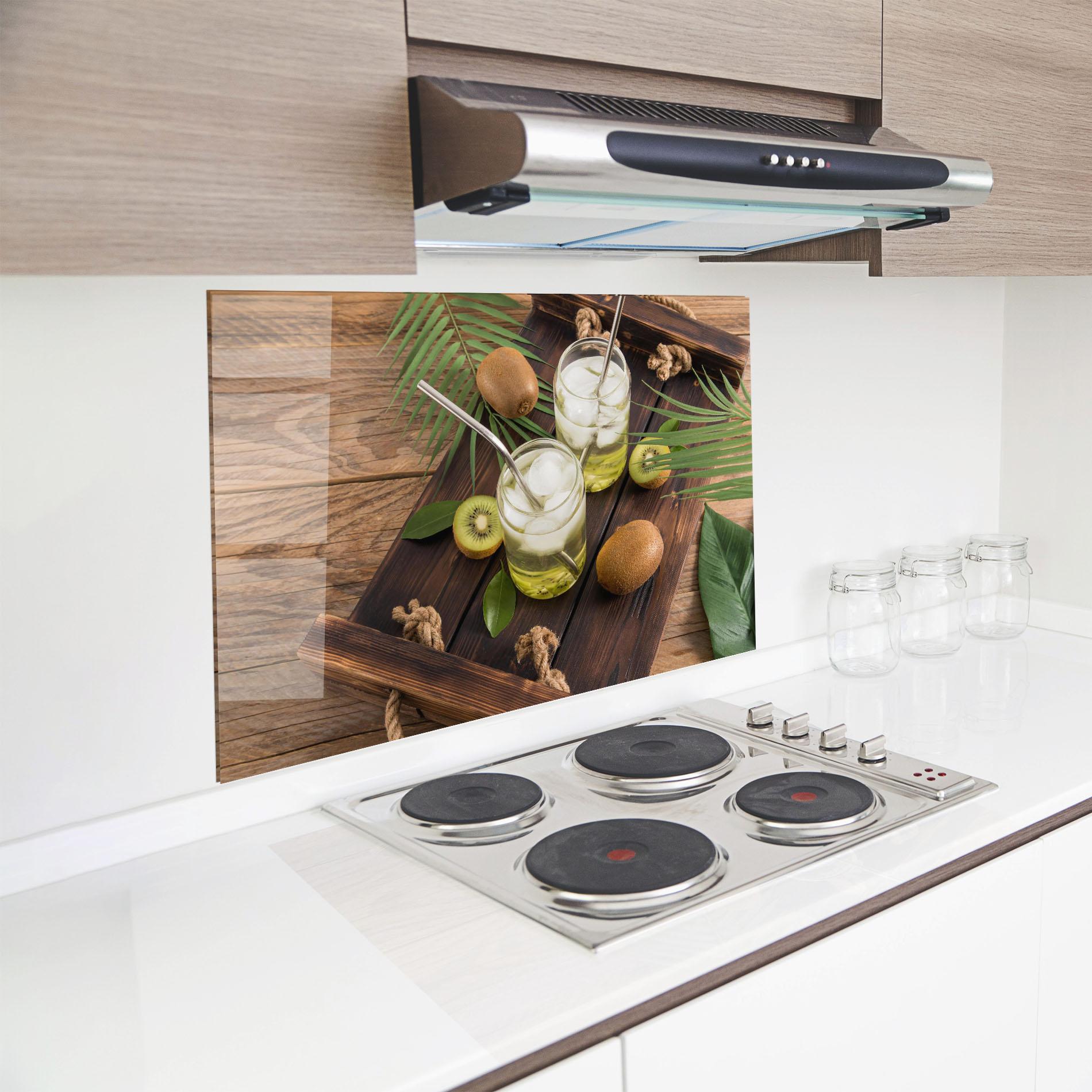 Стъклен панел за кухня Kiwi Drinks mockup 8