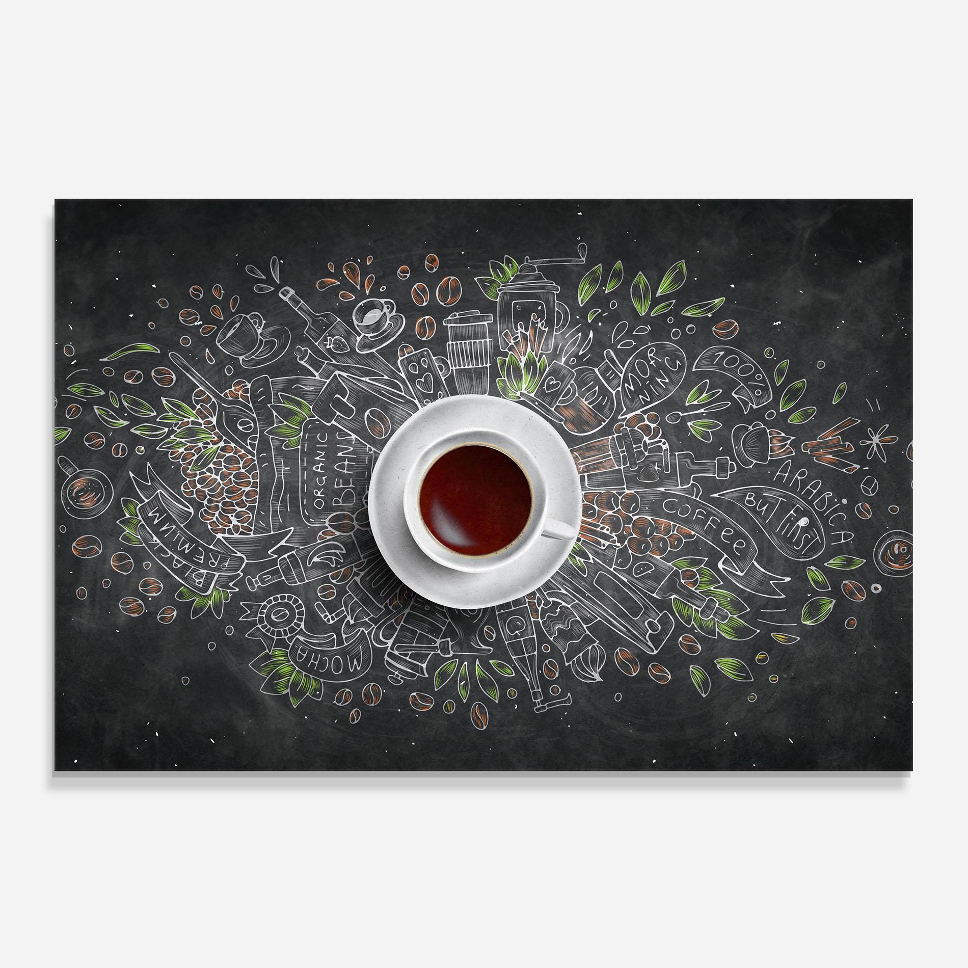 Стъклен панел за кухня Black Board Coffee mockup 0