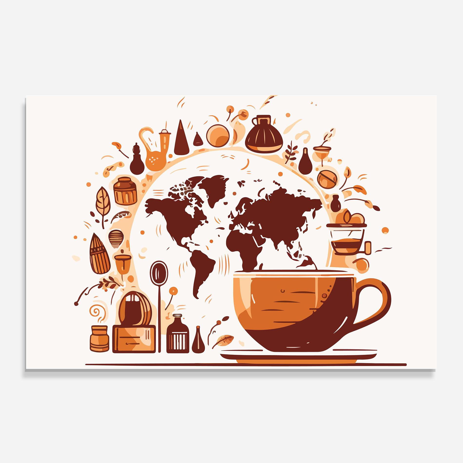 Стъклен панел за кухня Coffee Map mockup 0