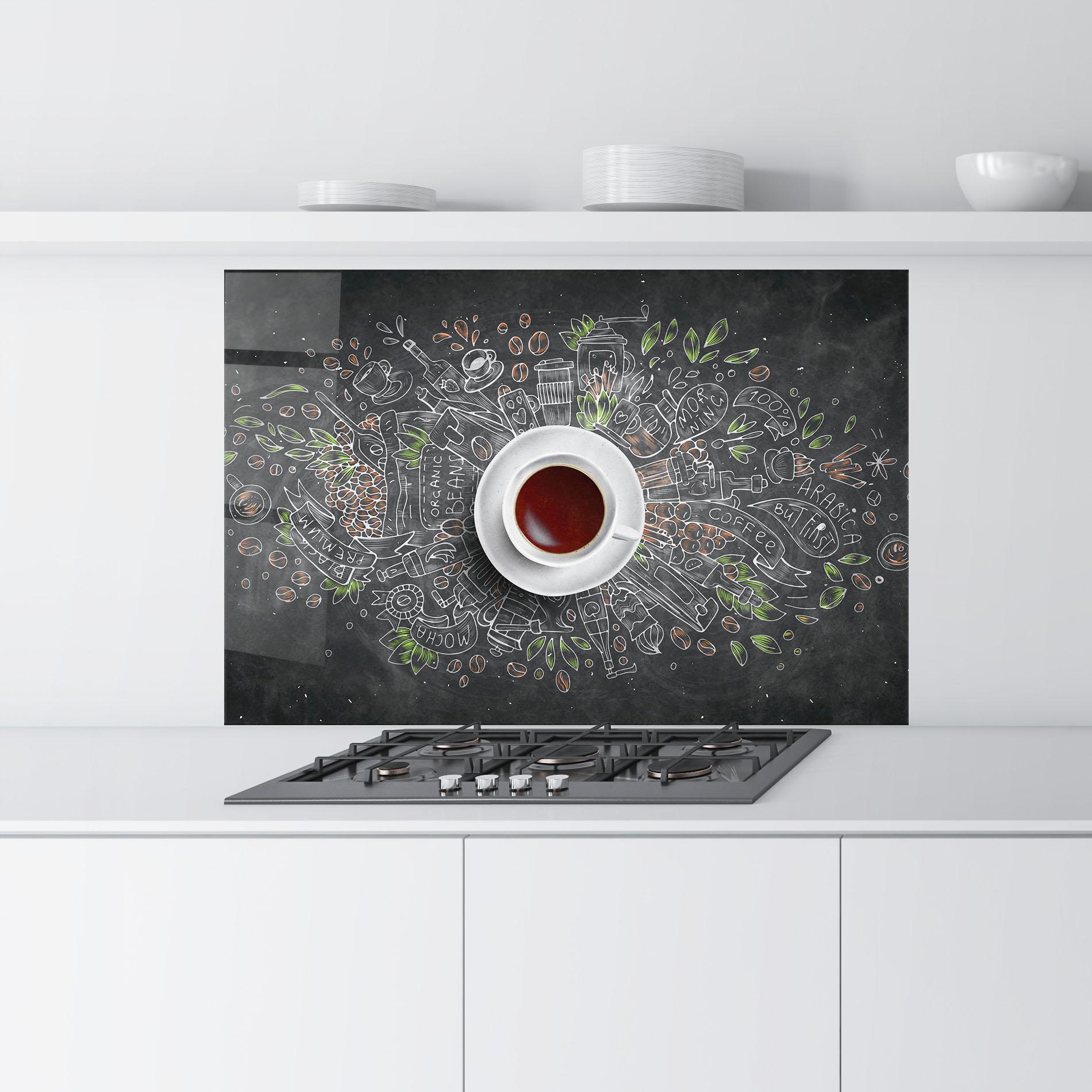 Стъклен панел за кухня Black Board Coffee mockup 9