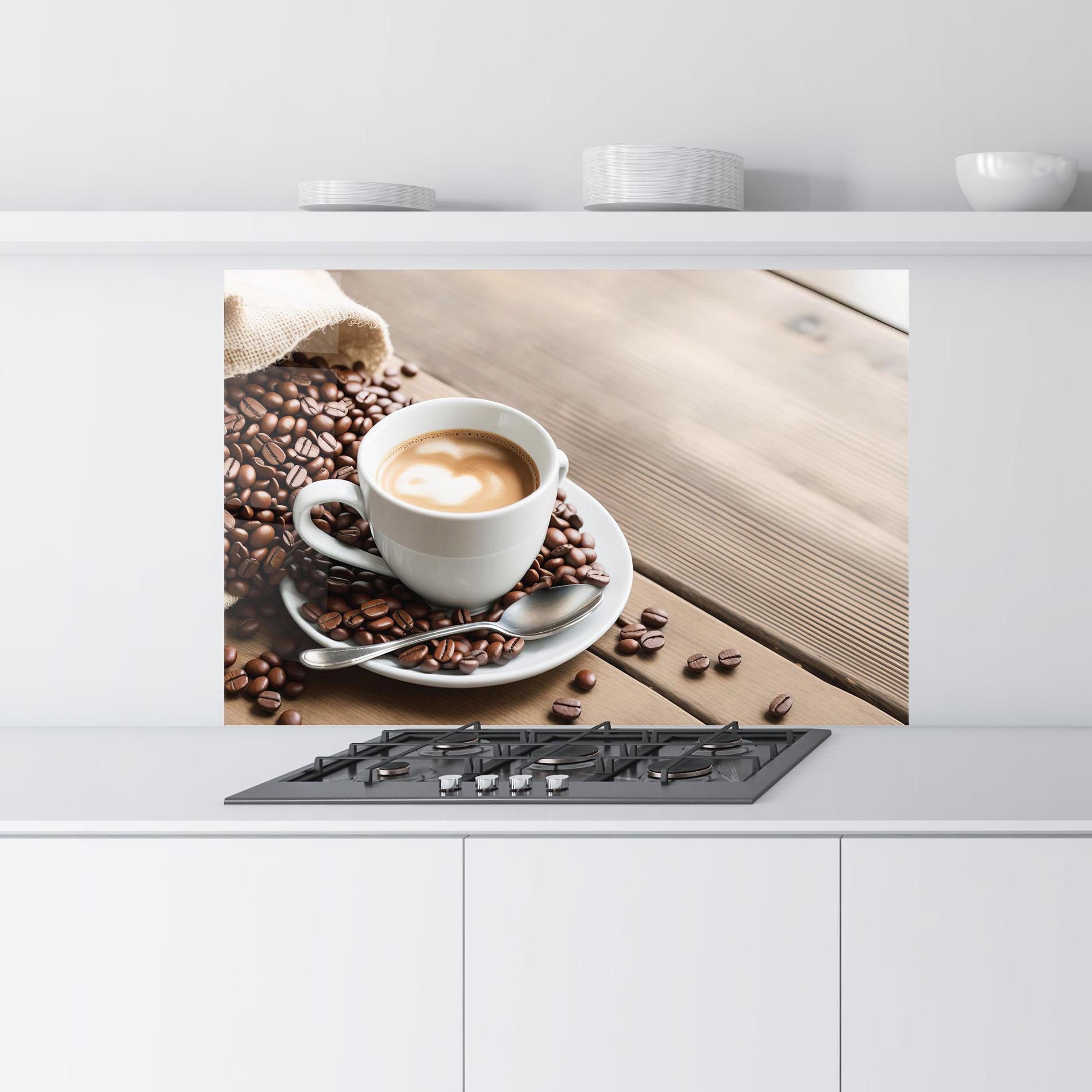 Стъклен панел за кухня Coffee On Table mockup 9
