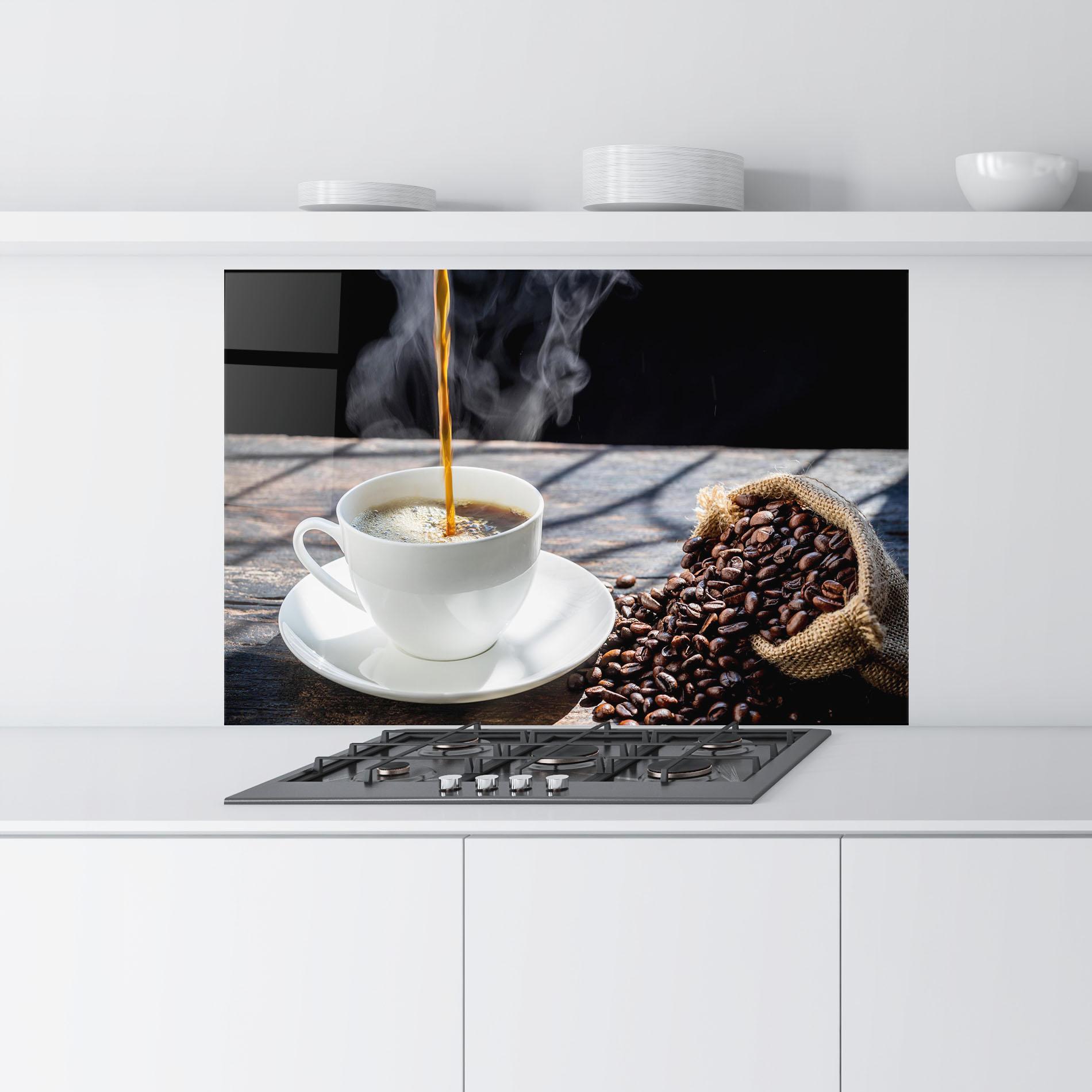 Стъклен панел за кухня Pouring Coffee mockup 9