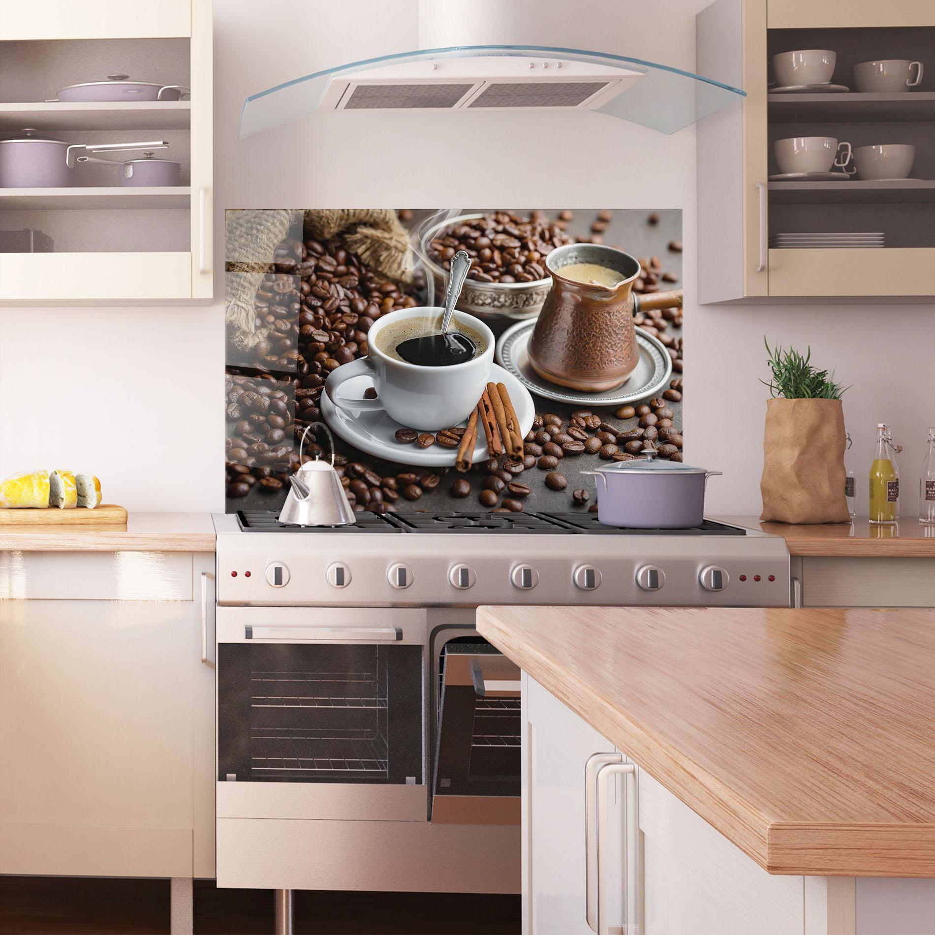 Стъклен панел за кухня Black Coffee Beans mockup 1