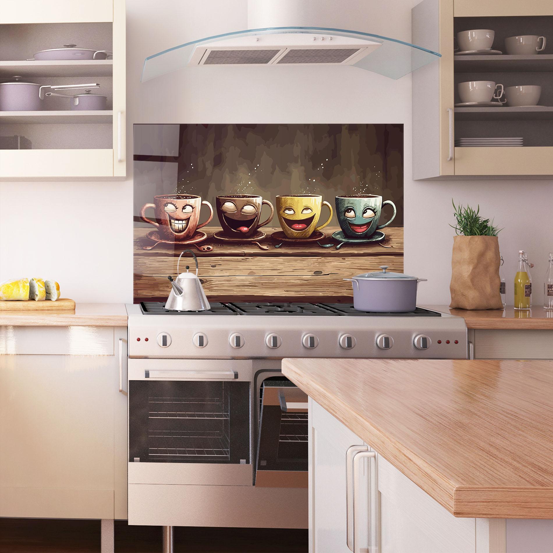 Стъклен панел за кухня Coffee Faces mockup 1