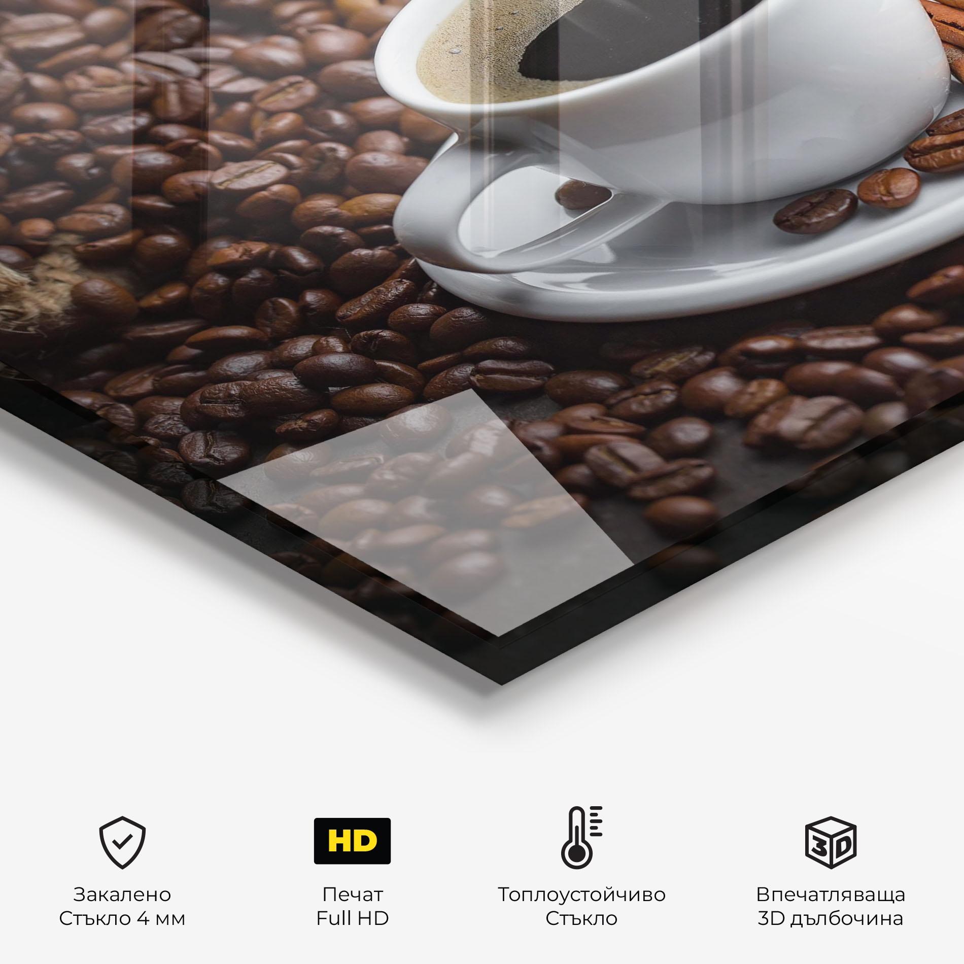 Стъклен панел за кухня Black Coffee Beans mockup 2