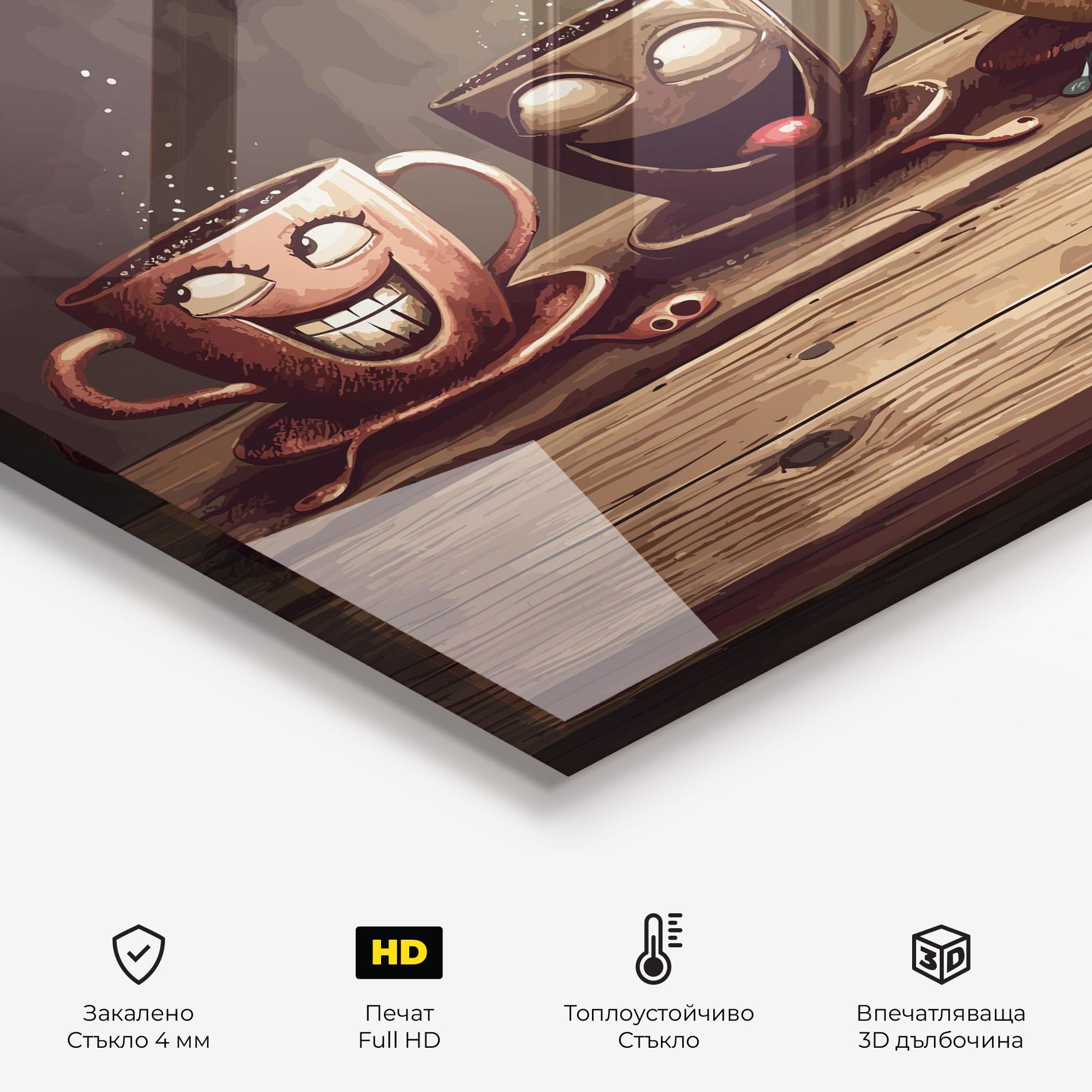 Стъклен панел за кухня Coffee Faces mockup 2