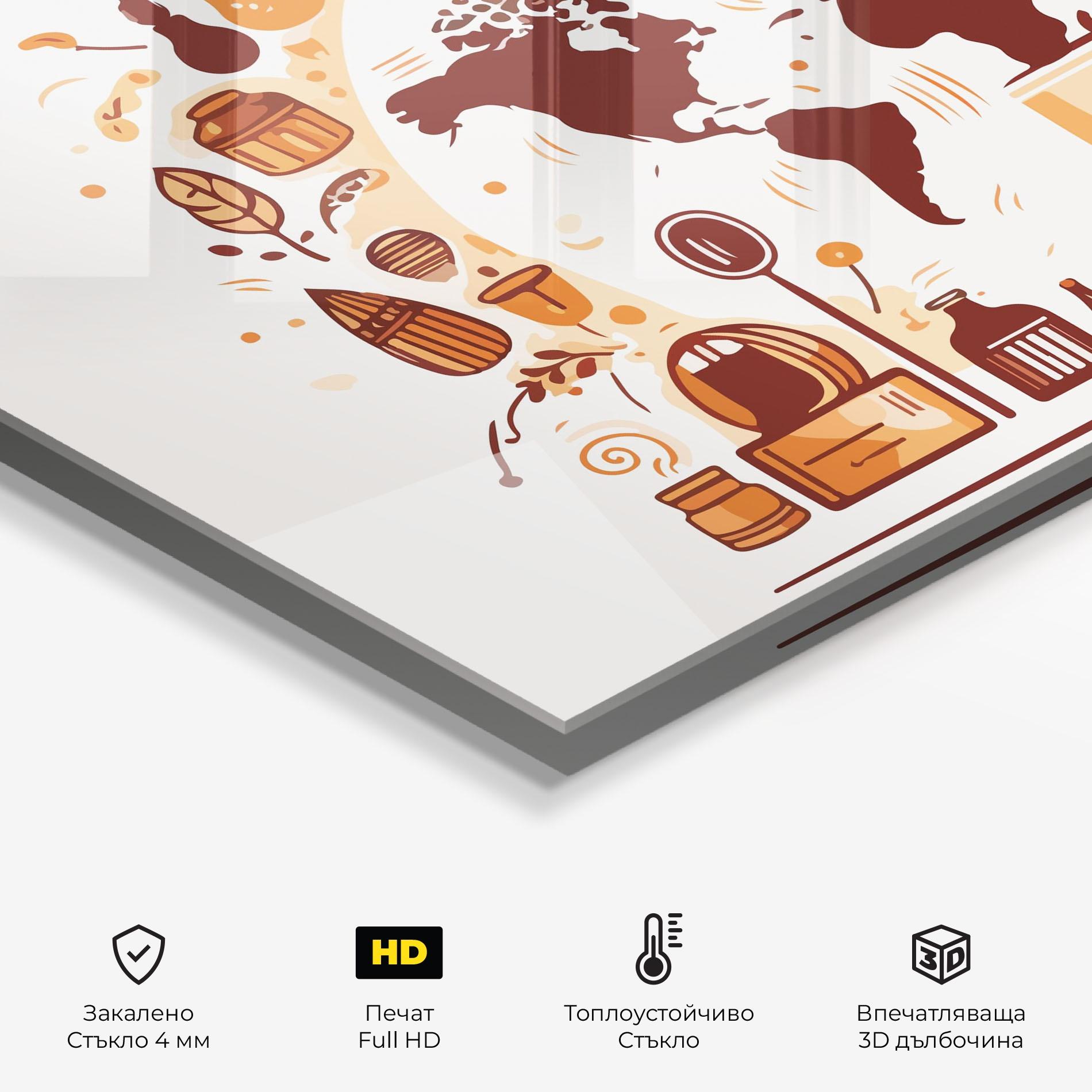 Стъклен панел за кухня Coffee Map mockup 2