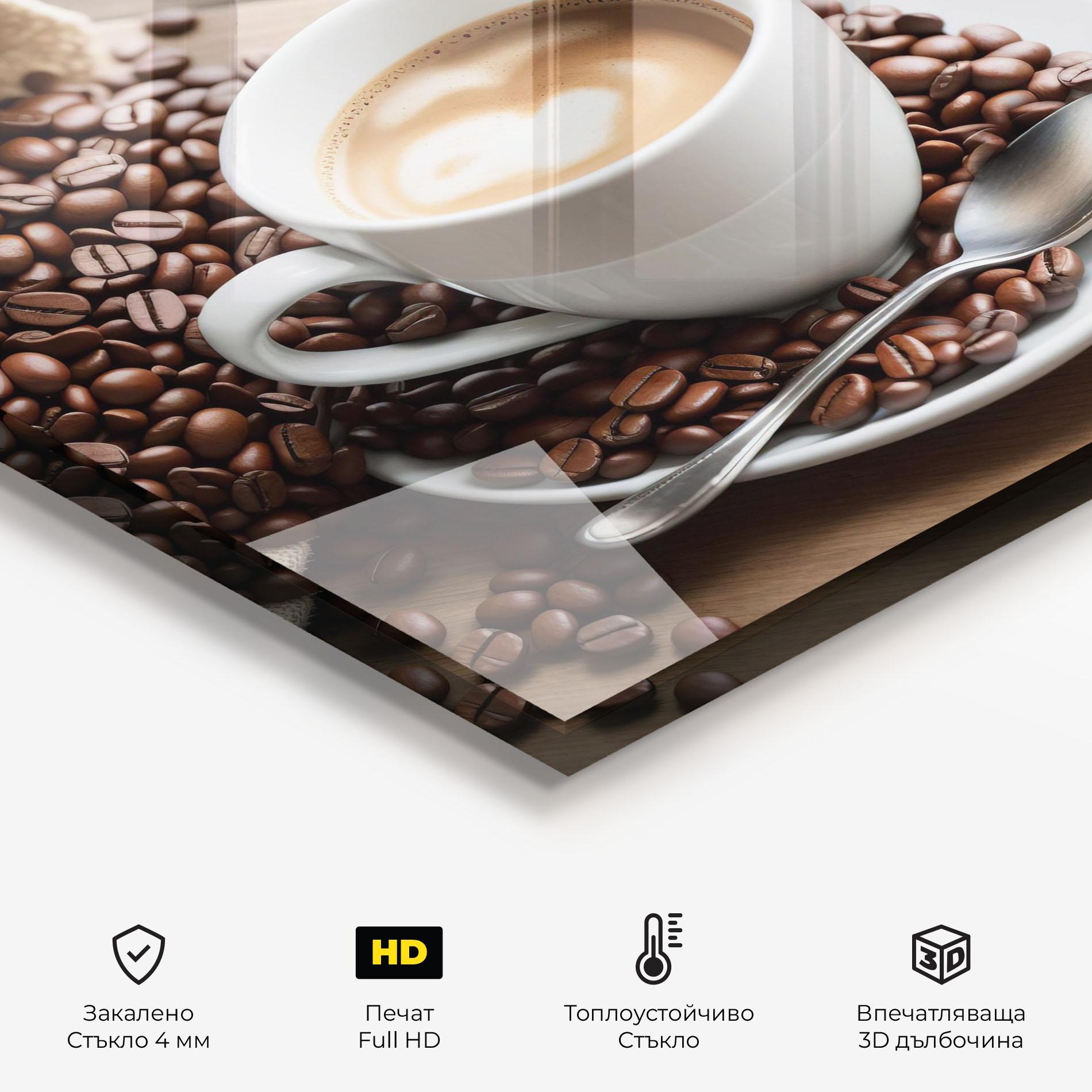 Стъклен панел за кухня Coffee On Table mockup 2
