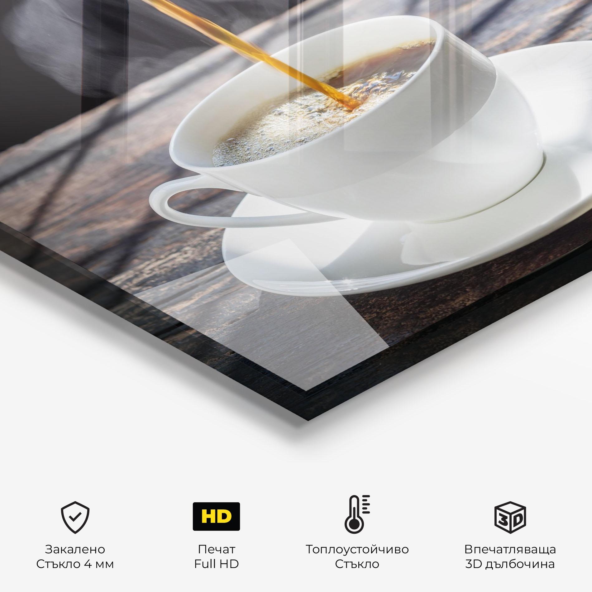 Стъклен панел за кухня Pouring Coffee mockup 2